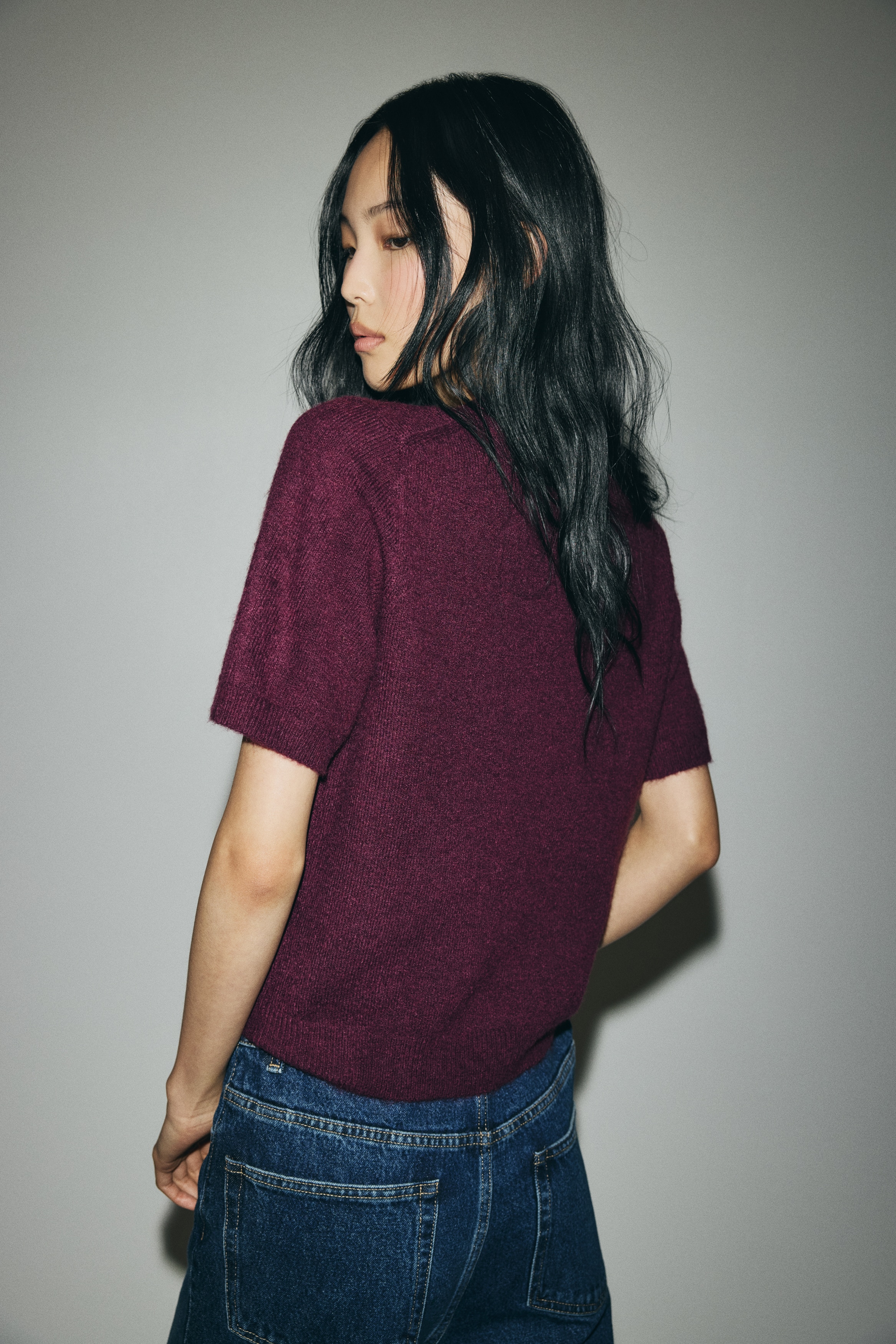 Πουλόβερ με λεπτή πλέξη - Μενεξεδί/Μουντό τιρκουάζ/Απαλό ροζ/Κρεμ/Σκούρο γκρι μελανζέ