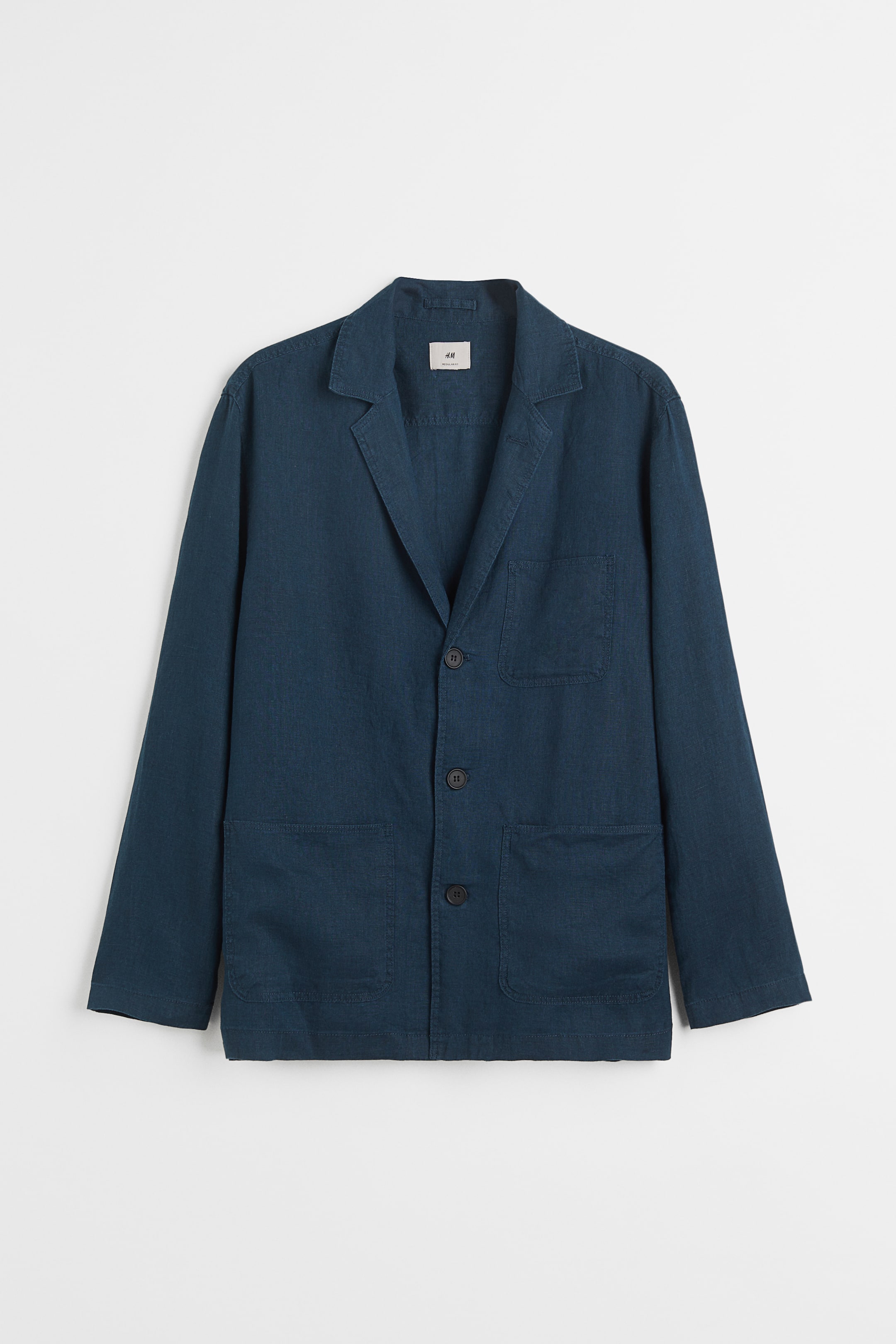 Regular Fit Unconstructed Linen Jacket - Long sleeve - Regular length ...