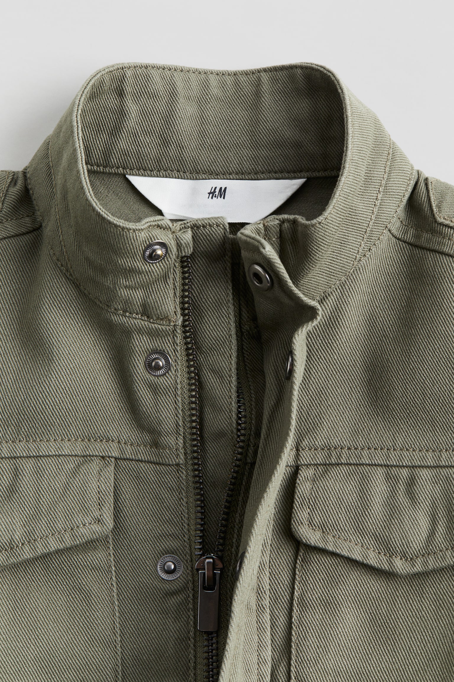 Cotton Twill Utility Jacket - Dark khaki green - 3