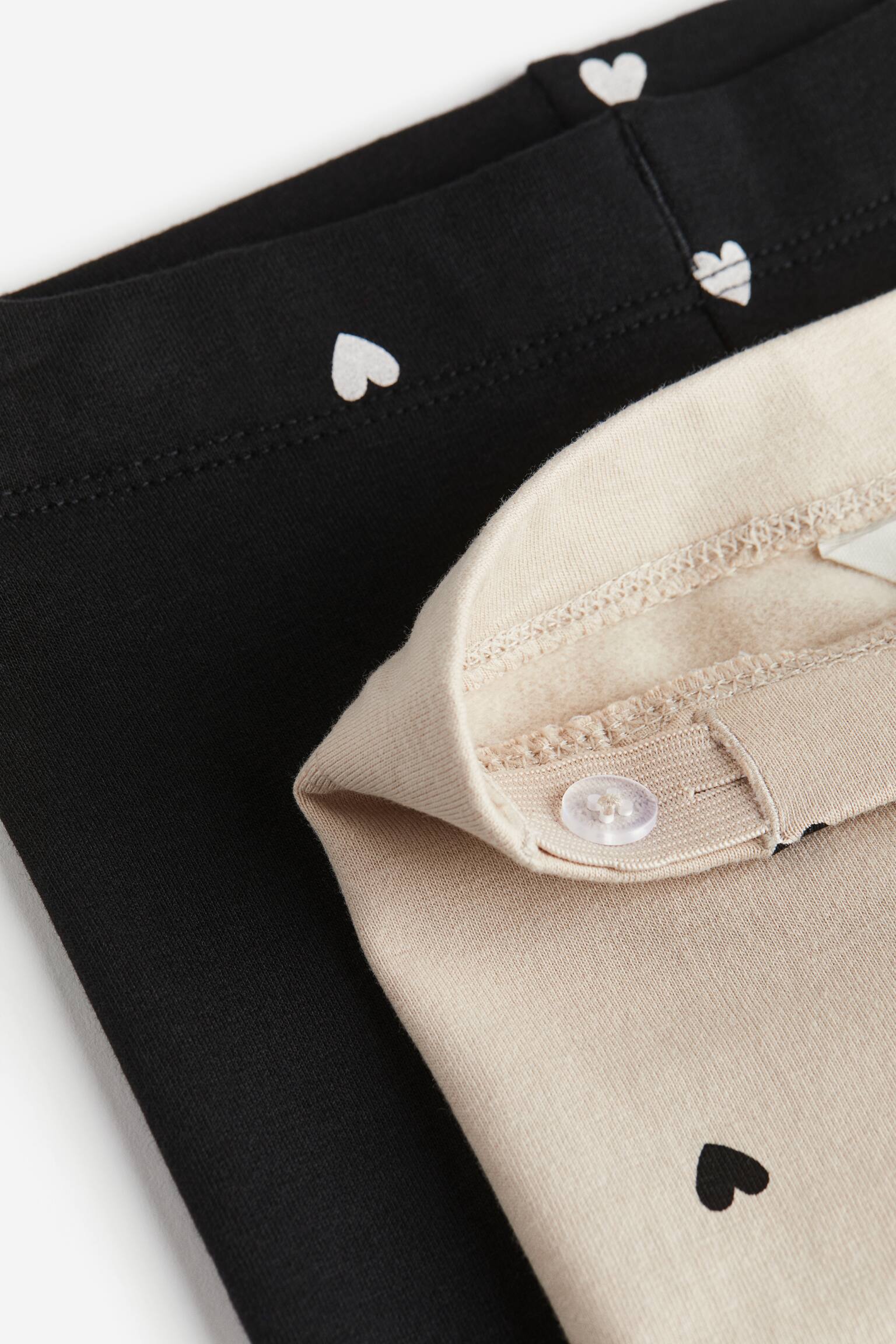 Bộ 2 quần legging vải jersey nặng - Màu đen/Trái tim - 2