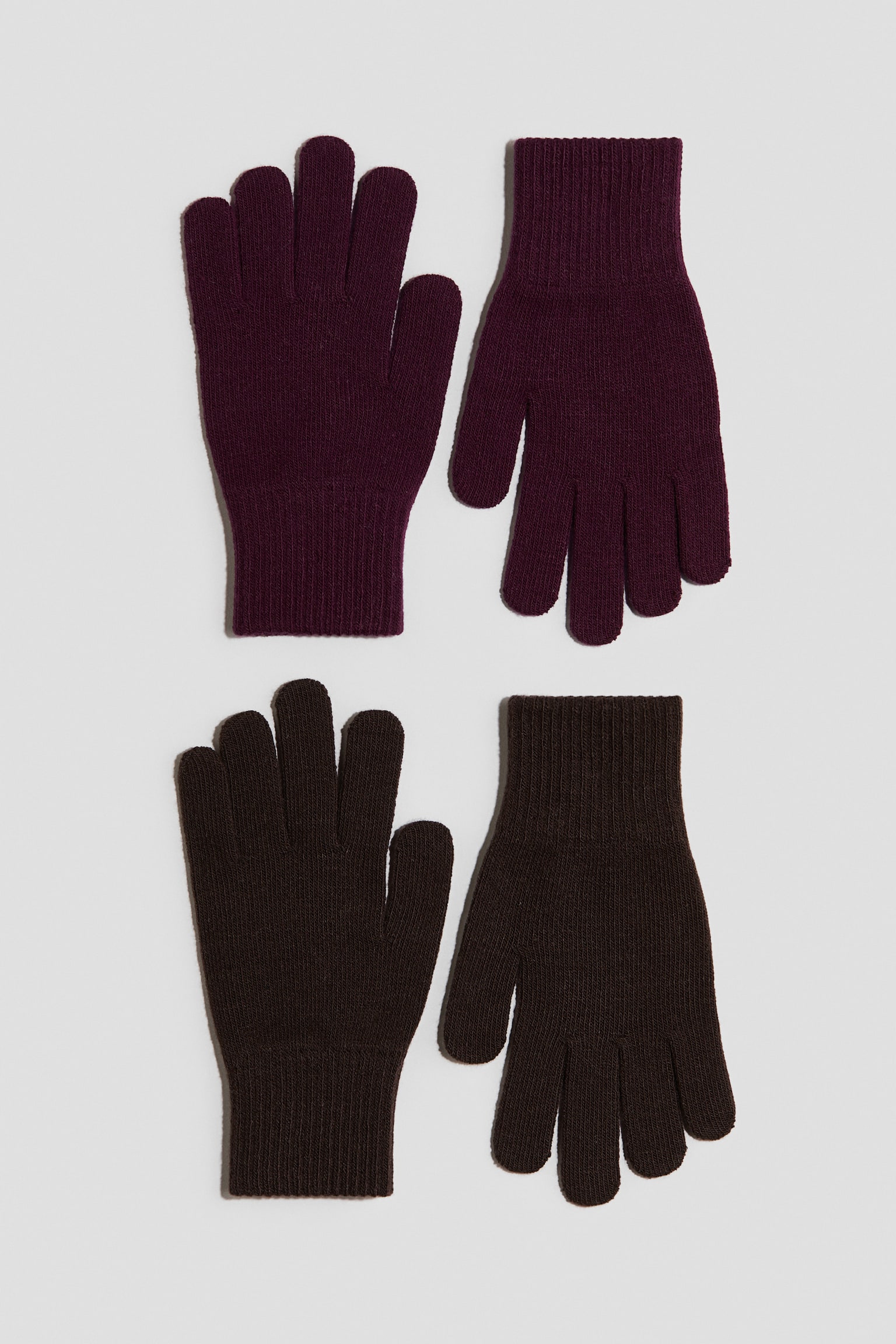 2-pack Gloves - Dark brown/dark plum purple/Black/gray melange/Black