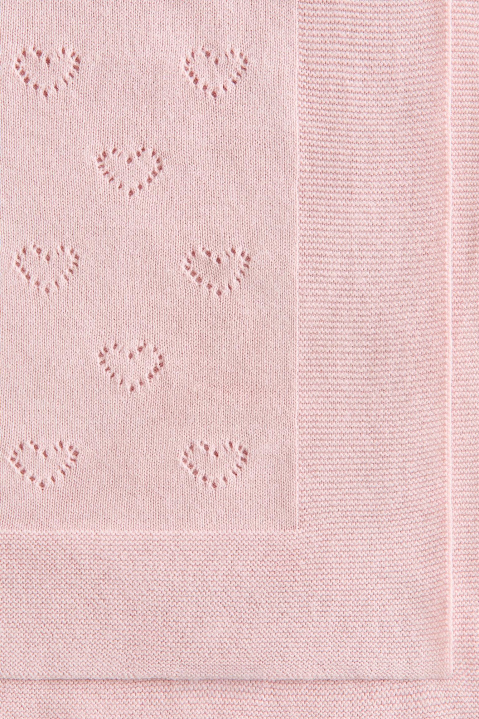 Cotton pointelle baby blanket - Light pink/White/Beige - 5