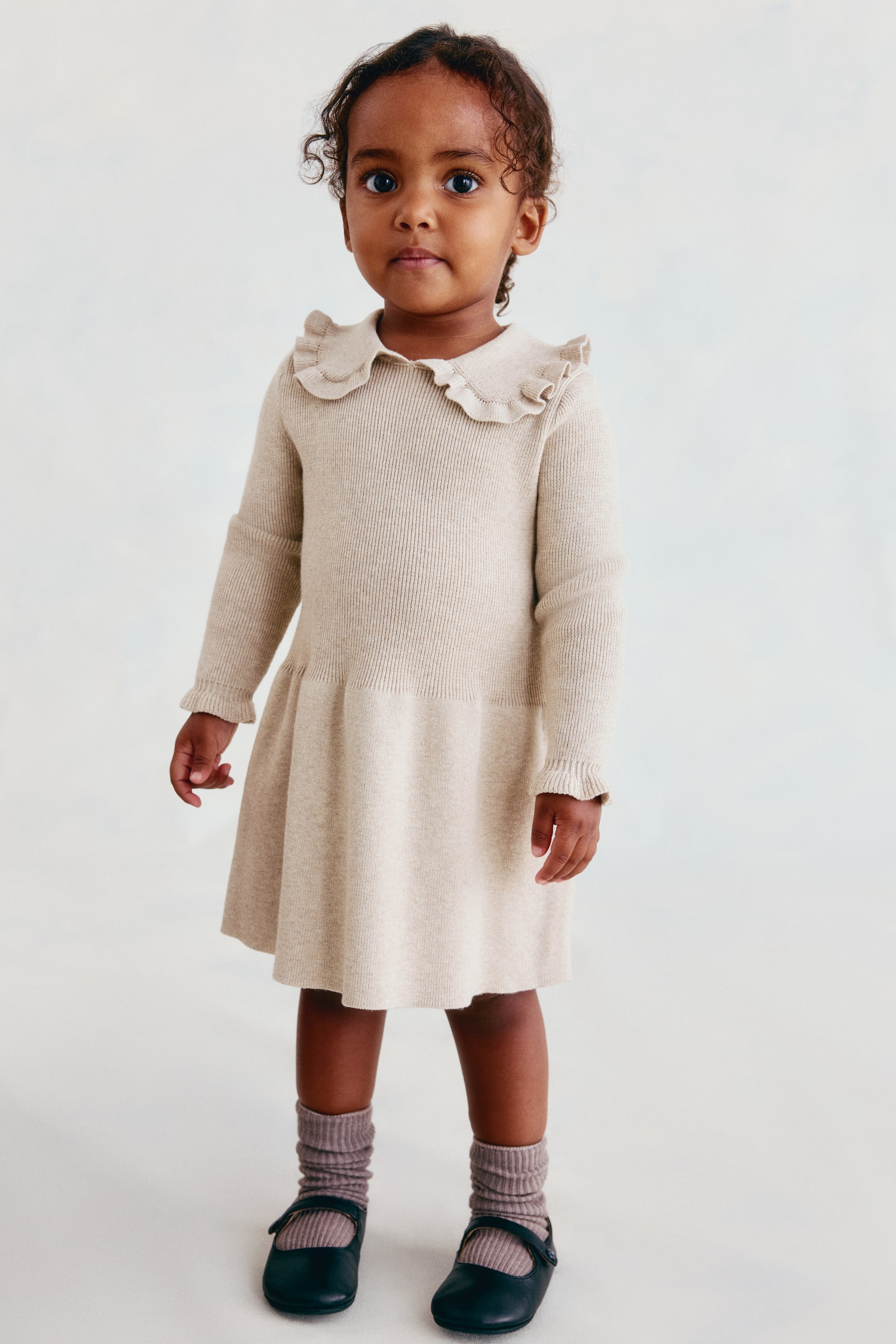View larger image: Cotton-Knit Dress - Light beige - Kids | H&M US 1