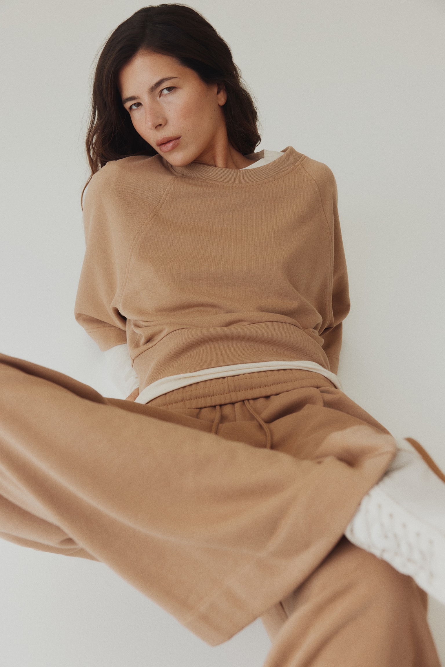 Pleat-detail drawstring trousers - Dark beige/Burgundy/Light beige - 5