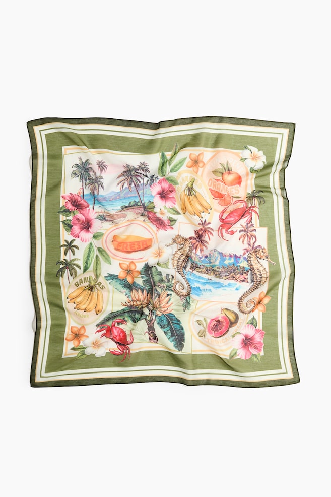 Patterned scarf - Green/Flowers/Pink/Patterned/Powder pink/Flowers/Ivory/Floral/Rust red/Colour block/Dark beige/Patterned - 1