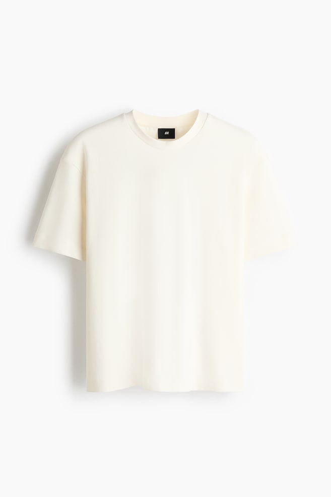 Loose-Fit Interlock T-Shirt - Cream/Cream/Black/Light gray melange/Coral pink/Dark turquoise/Teal - 1