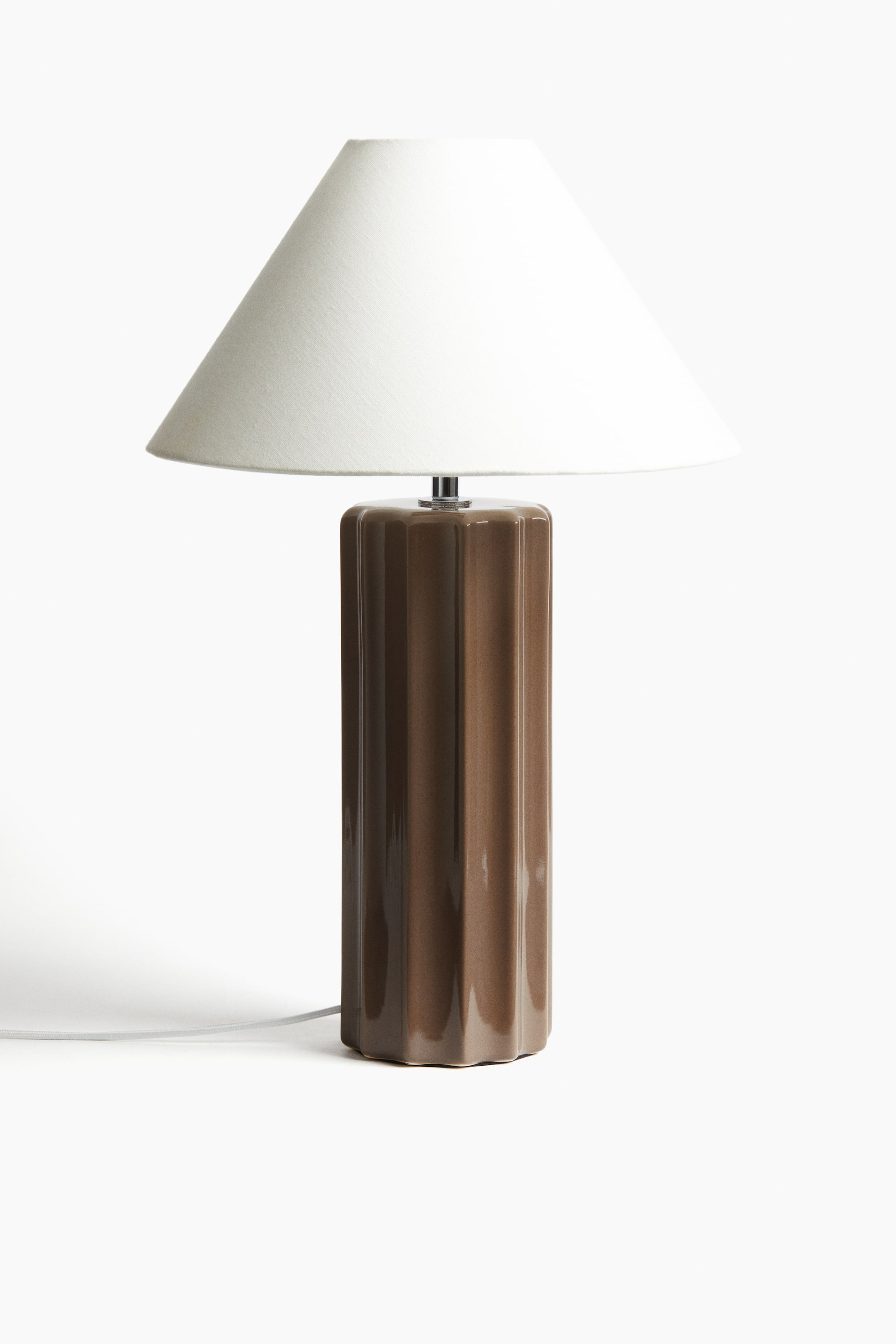 View larger image: Fluted stoneware lamp base - Dusty brown - Home All | H&M GB 2