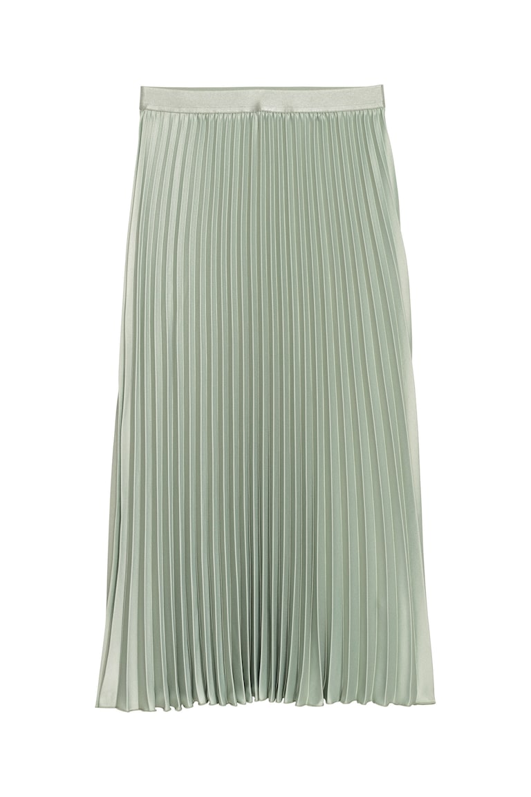 Pleated skirt Light green Ladies H&M GB