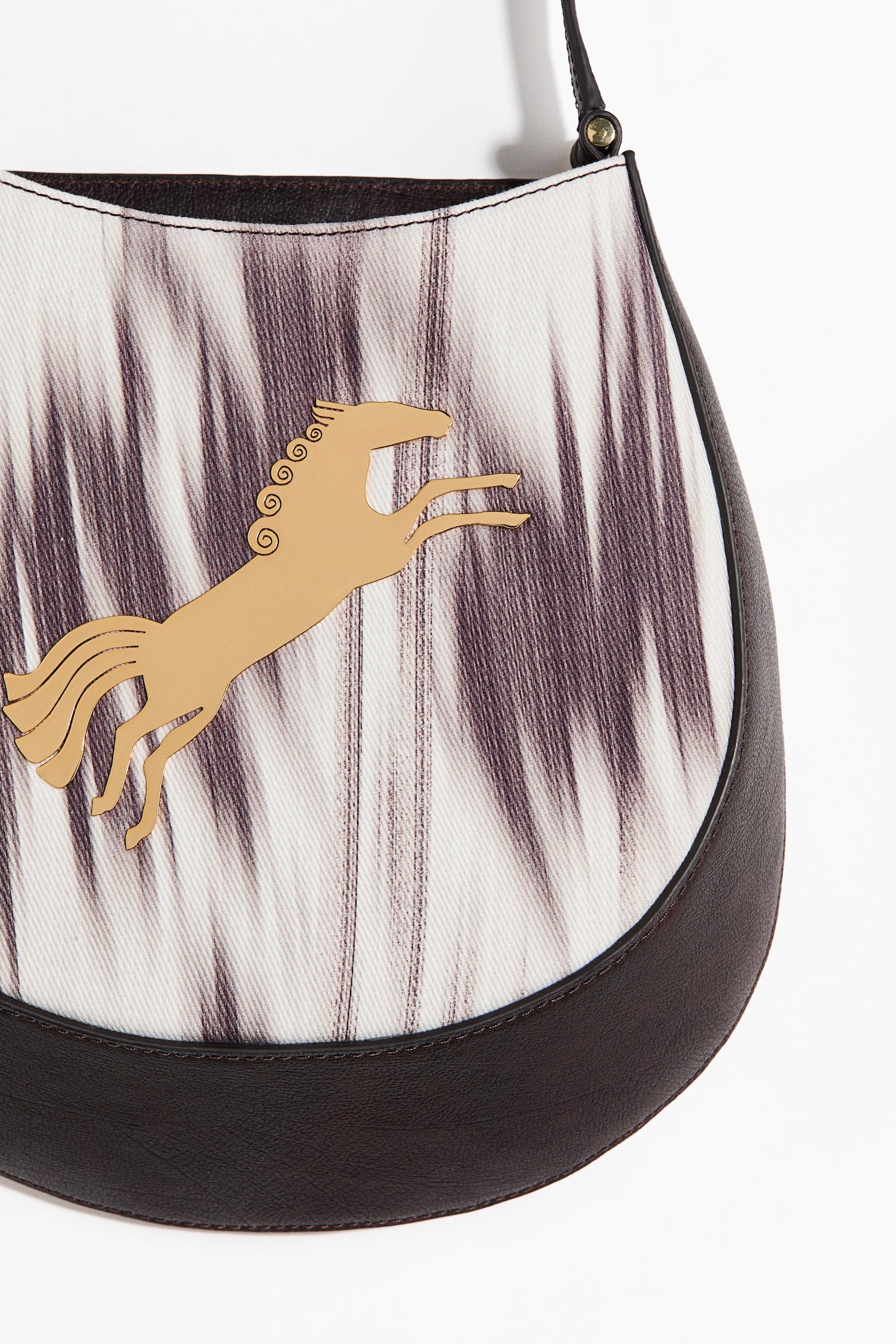 배지 디테일 핸드백 - 다크 퍼플/패턴/버건디 - 4