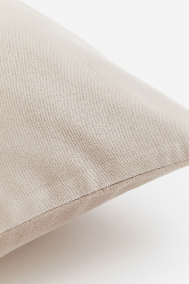 Cotton velvet cushion cover - Light beige/Dark red - 2