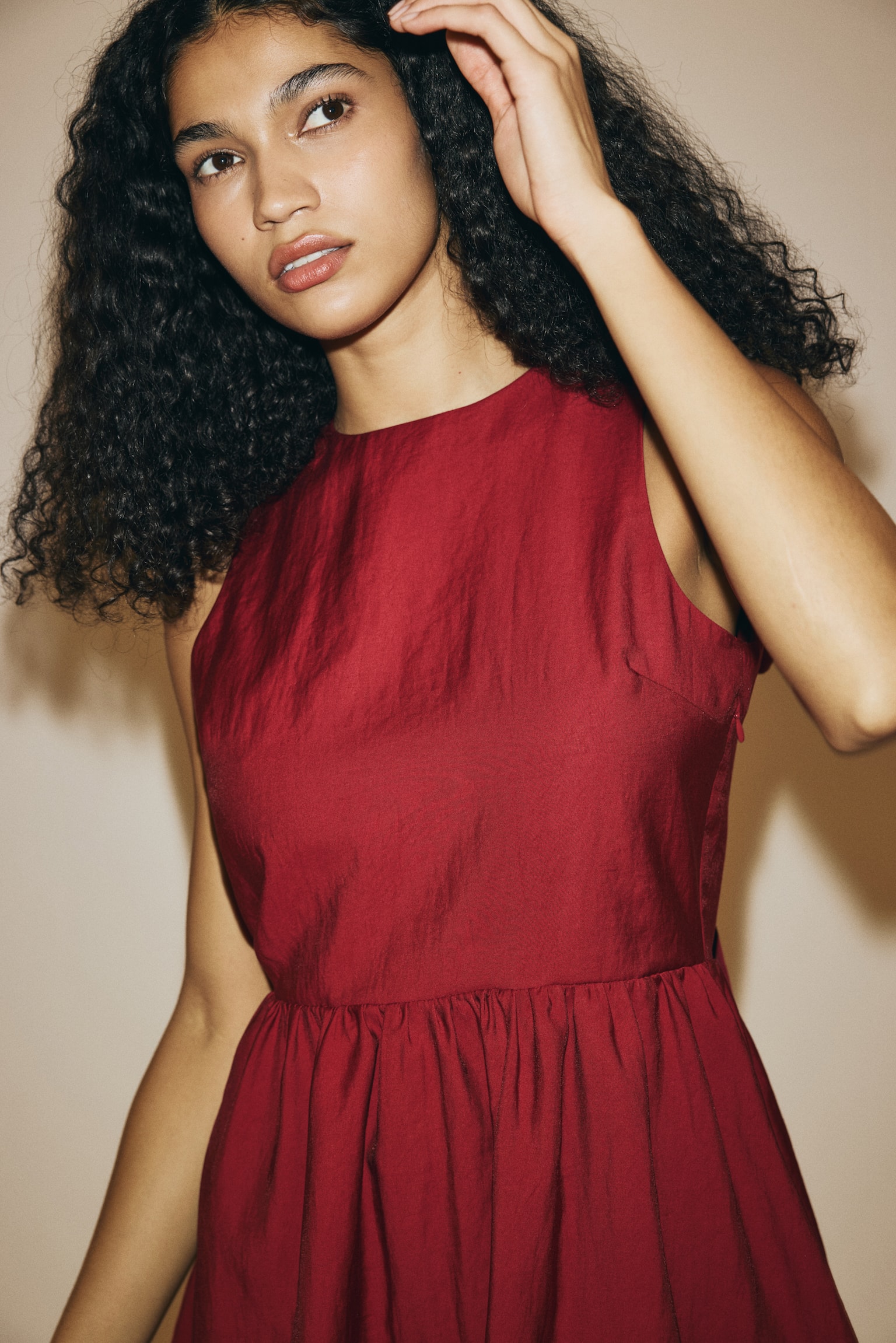 Bow-back dress - Dark red/Black - 3