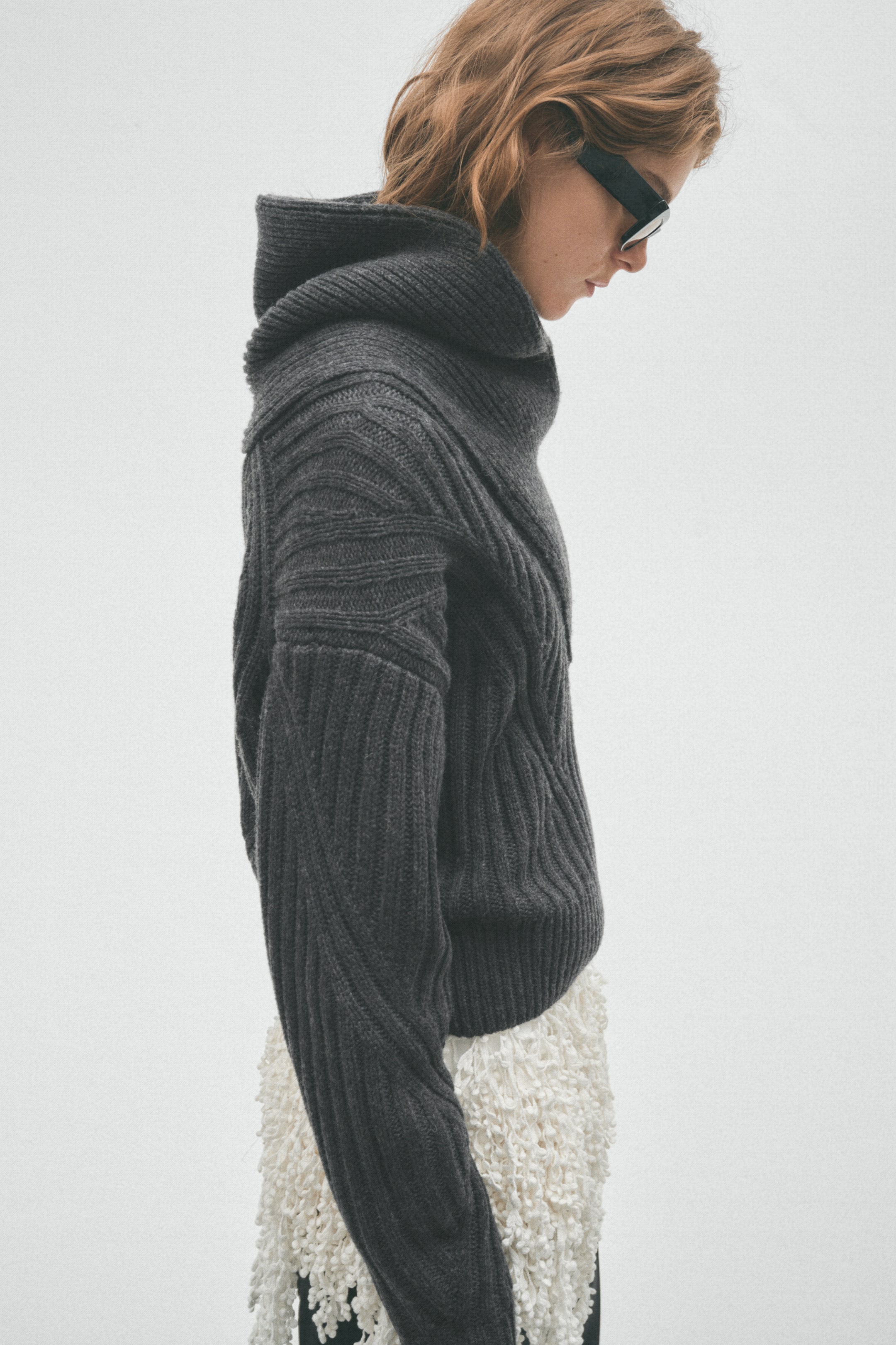 Shawl-Collar Merino Wool Sweater