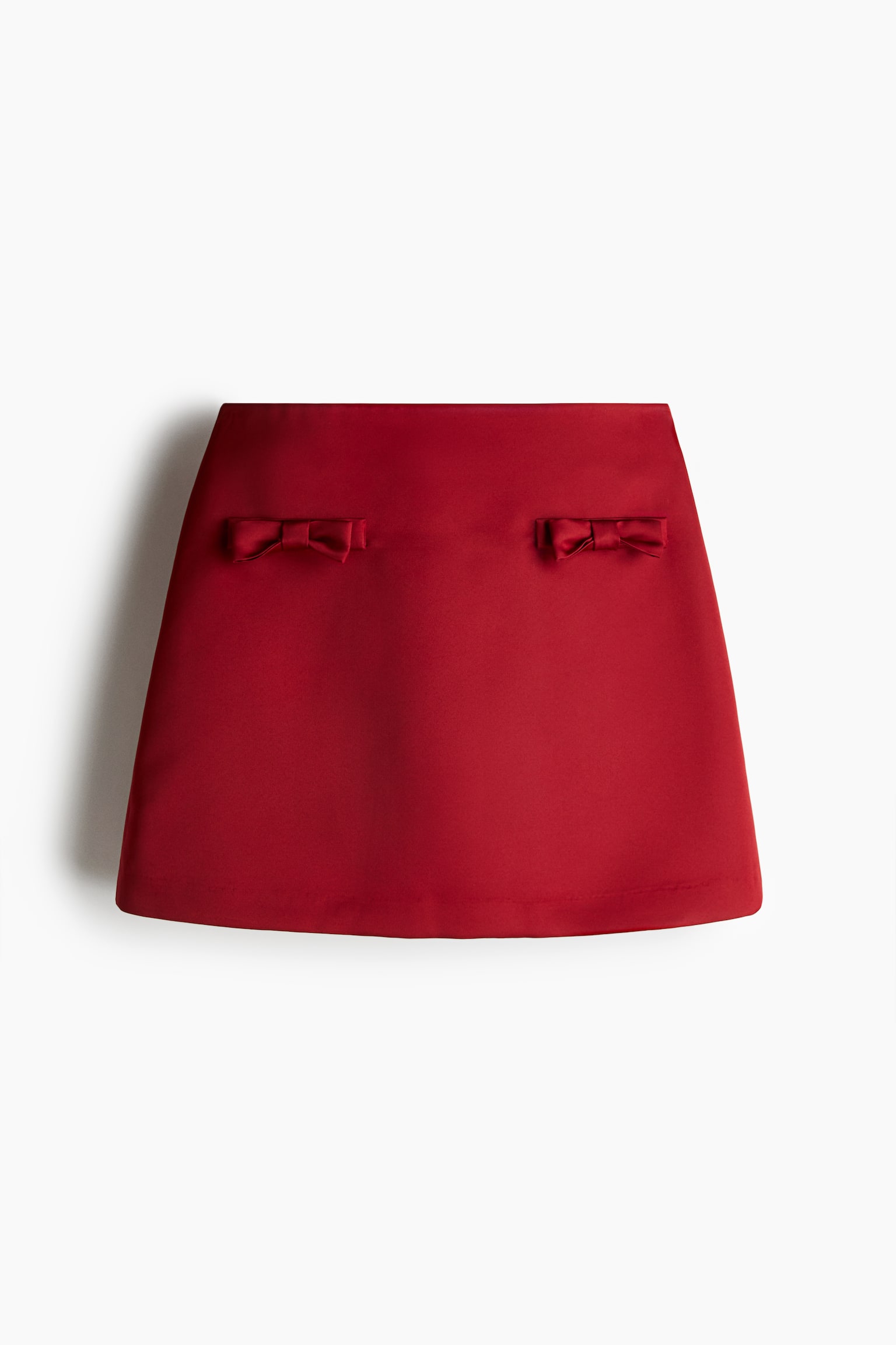 Bow-detail satin mini skirt - Dark red/Black - 2