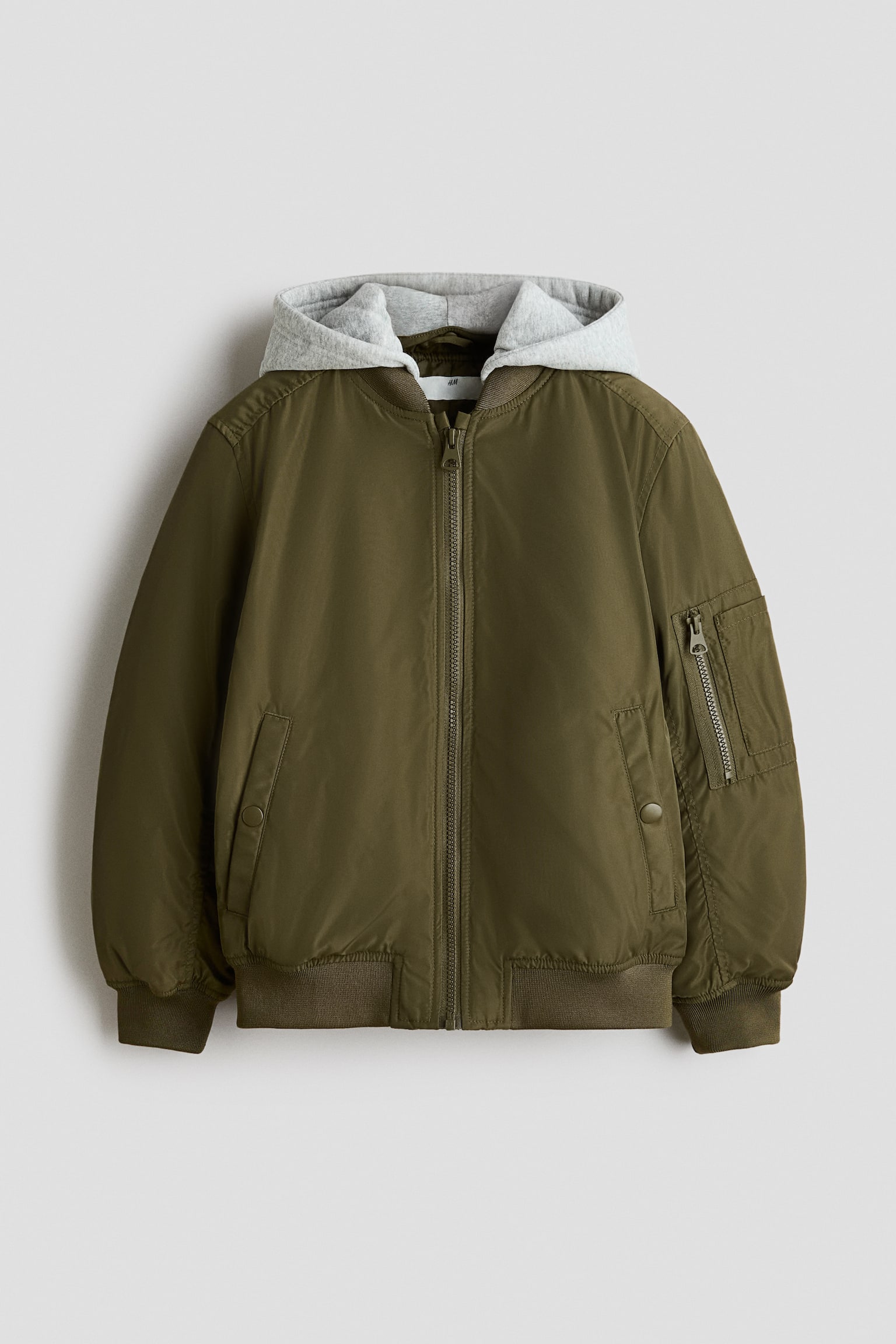 Bomber jacket με κουκούλα - Σκούρο χακί/Μαύρο