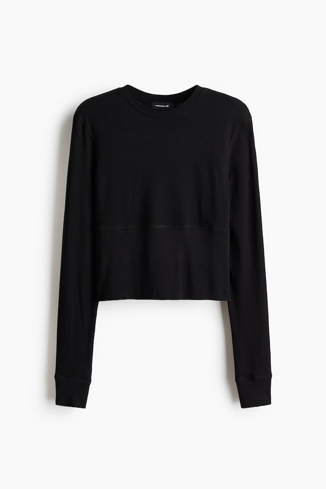 Top de manga larga en algodón - Negro/Blanco - 1