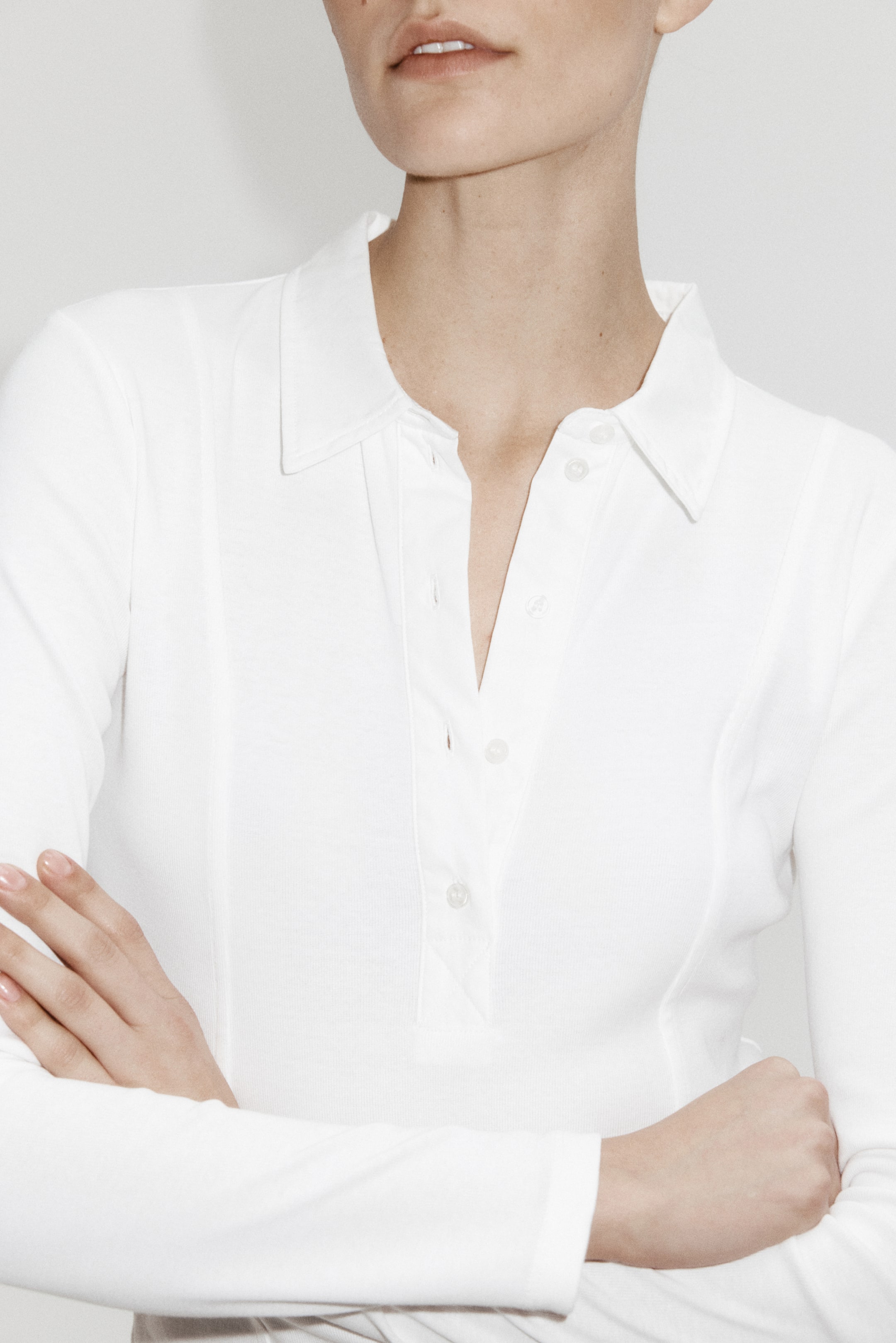 View larger image: Fitted Polo Shirt - White - Ladies | H&M US 2