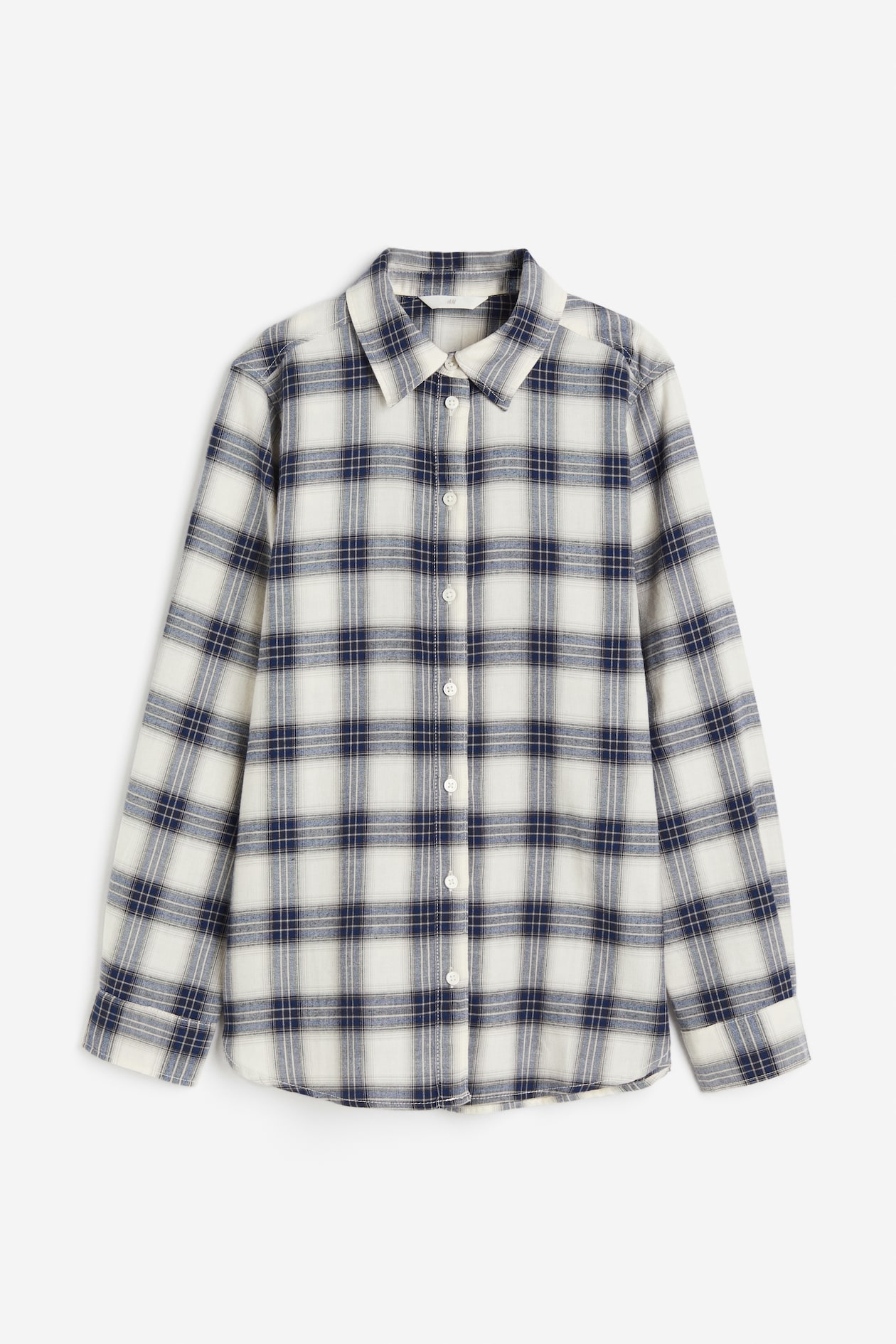 Cotton flannel shirt Dark blue/Checked Ladies H&M GB