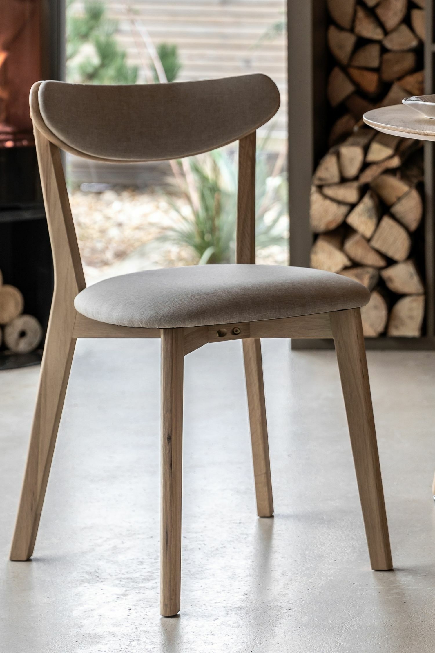 Set Of 2 Upholstered Dining Chairs - Natural/Dark Wood