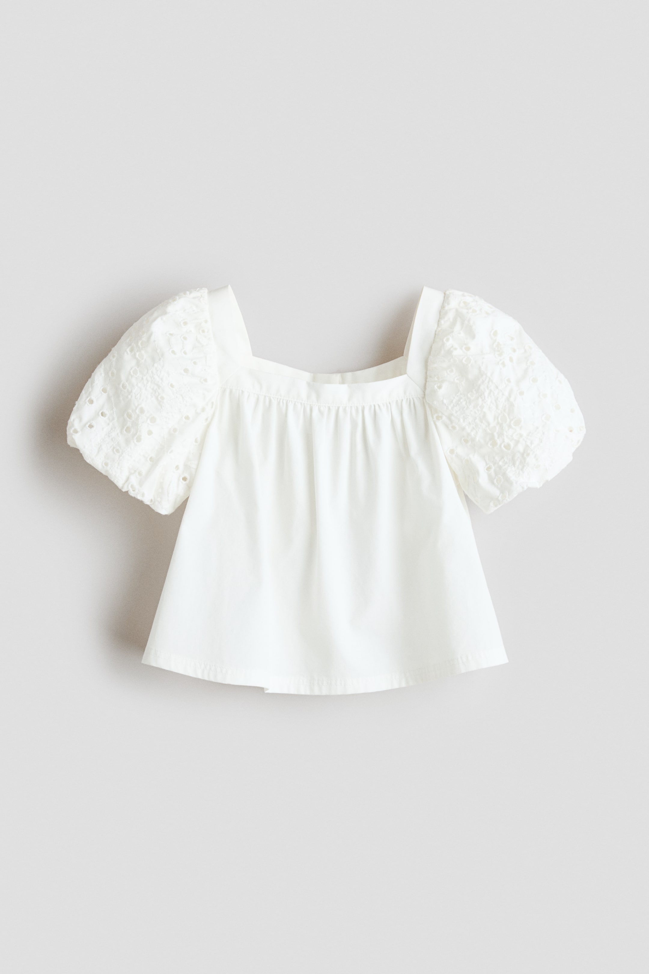 View larger image: Puff-sleeved cotton blouse - White - Kids | H&M US 1