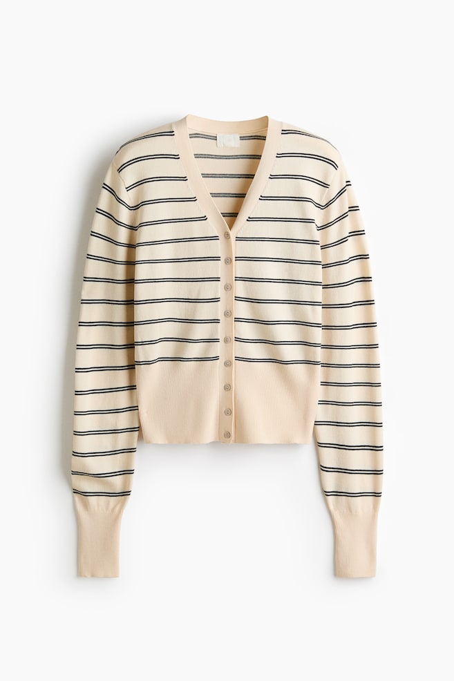 Gilet en fin tricot - Beige clair/rayé/Rouge/Bleu/Blanc - 1