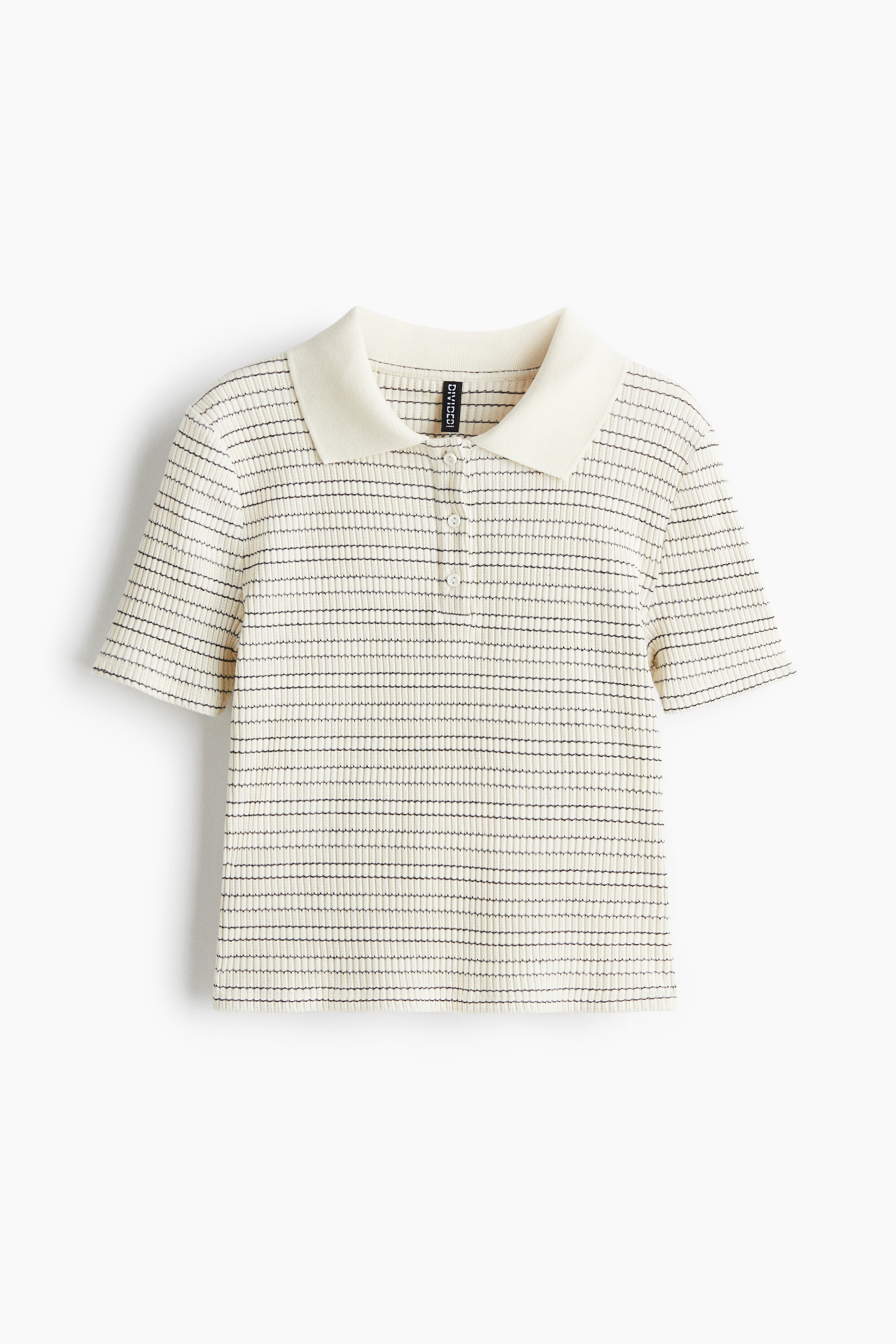Ribgebreide polo - Roomwit/gestreept/Bruin/gestreept