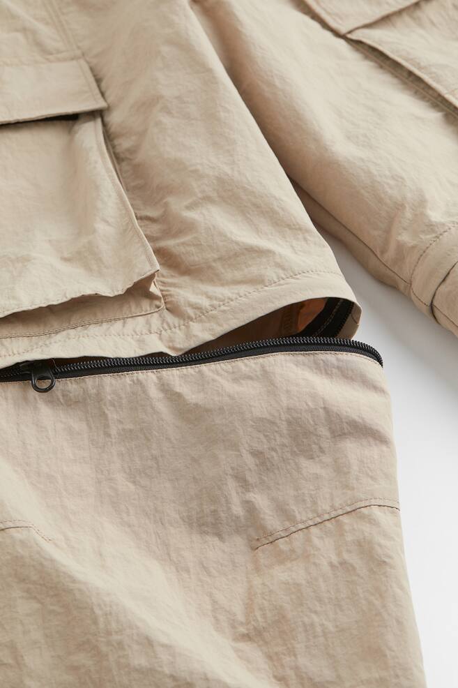 Zip-off nylon cargo trousers - Beige - 2