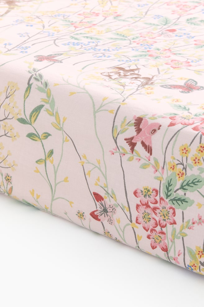 Patterned Cotton Fitted Sheet - Pink/Bambi - 1