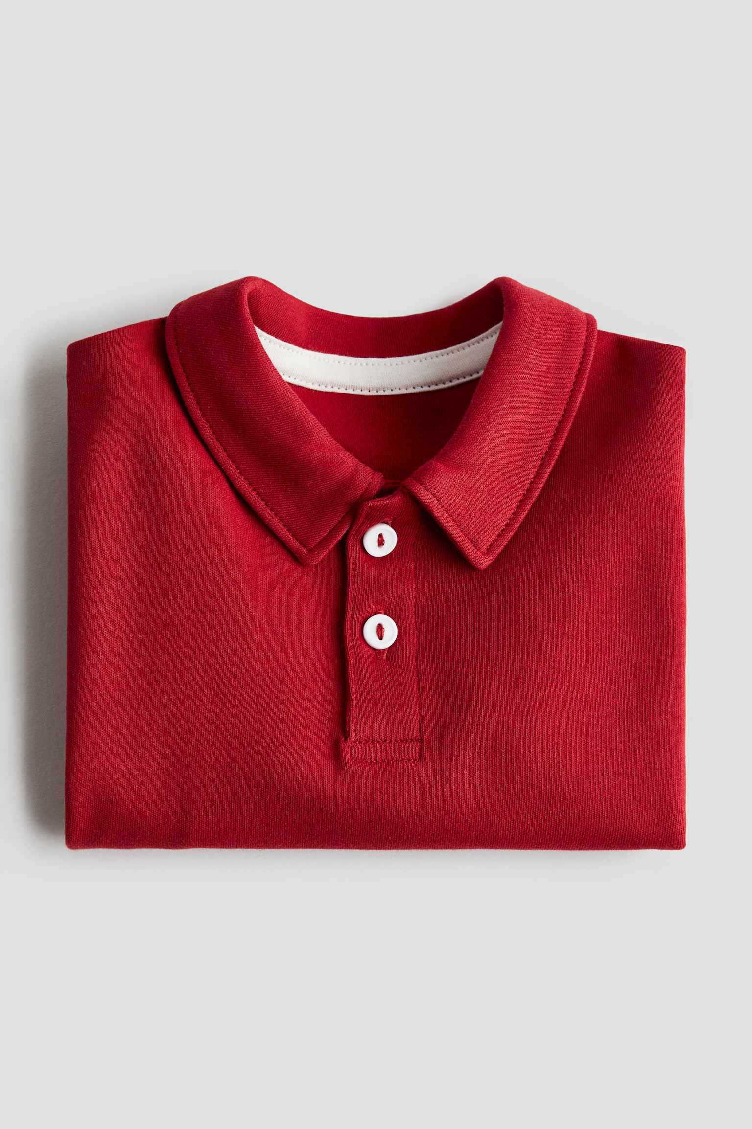 Long-sleeved polo shirt - Red/Navy blue - 4