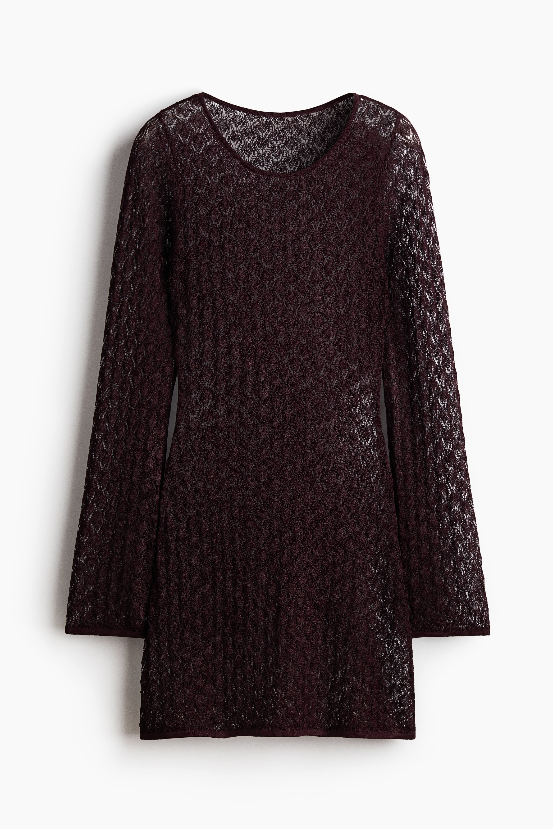 Shimmering pointelle-knit top - Plum red/Black