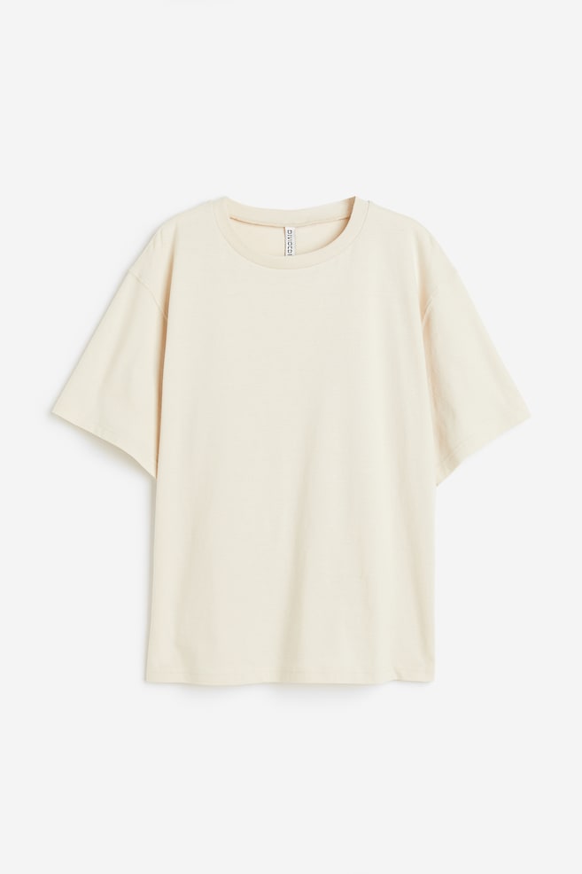 Boxy T-shirt - Light beige - 1