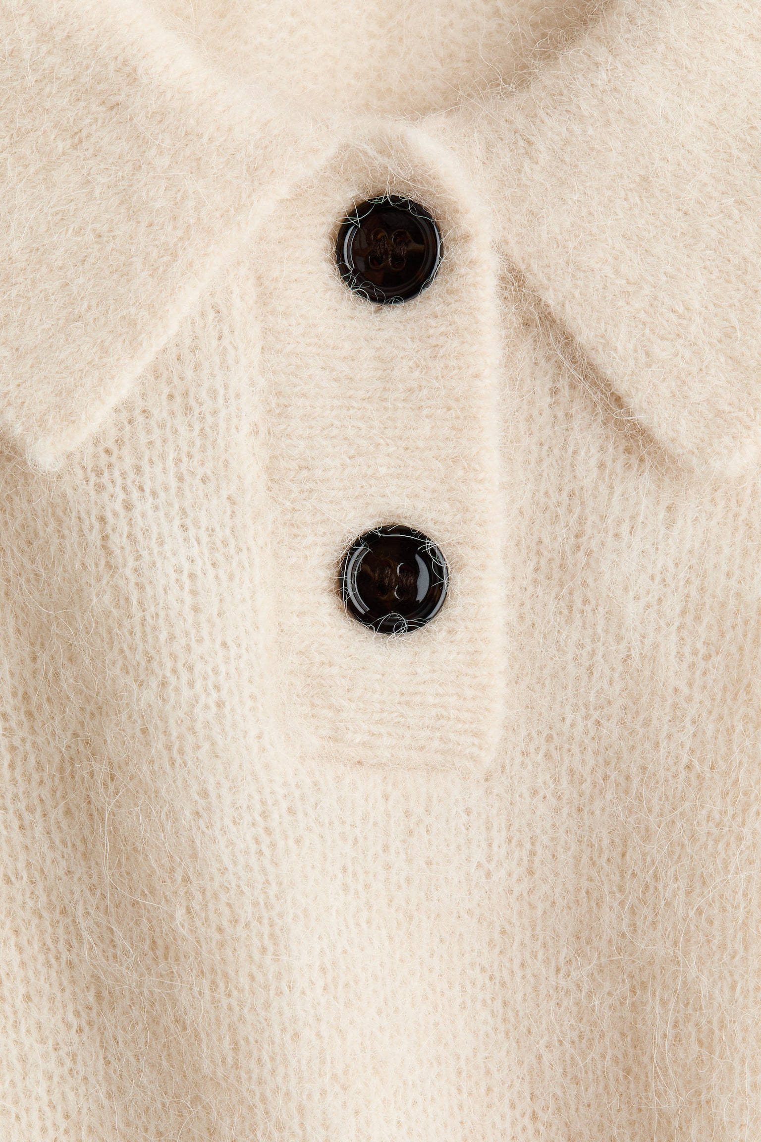 Alpaca-blend polo shirt - Light beige/Dark grey marl/Dark brown - 5