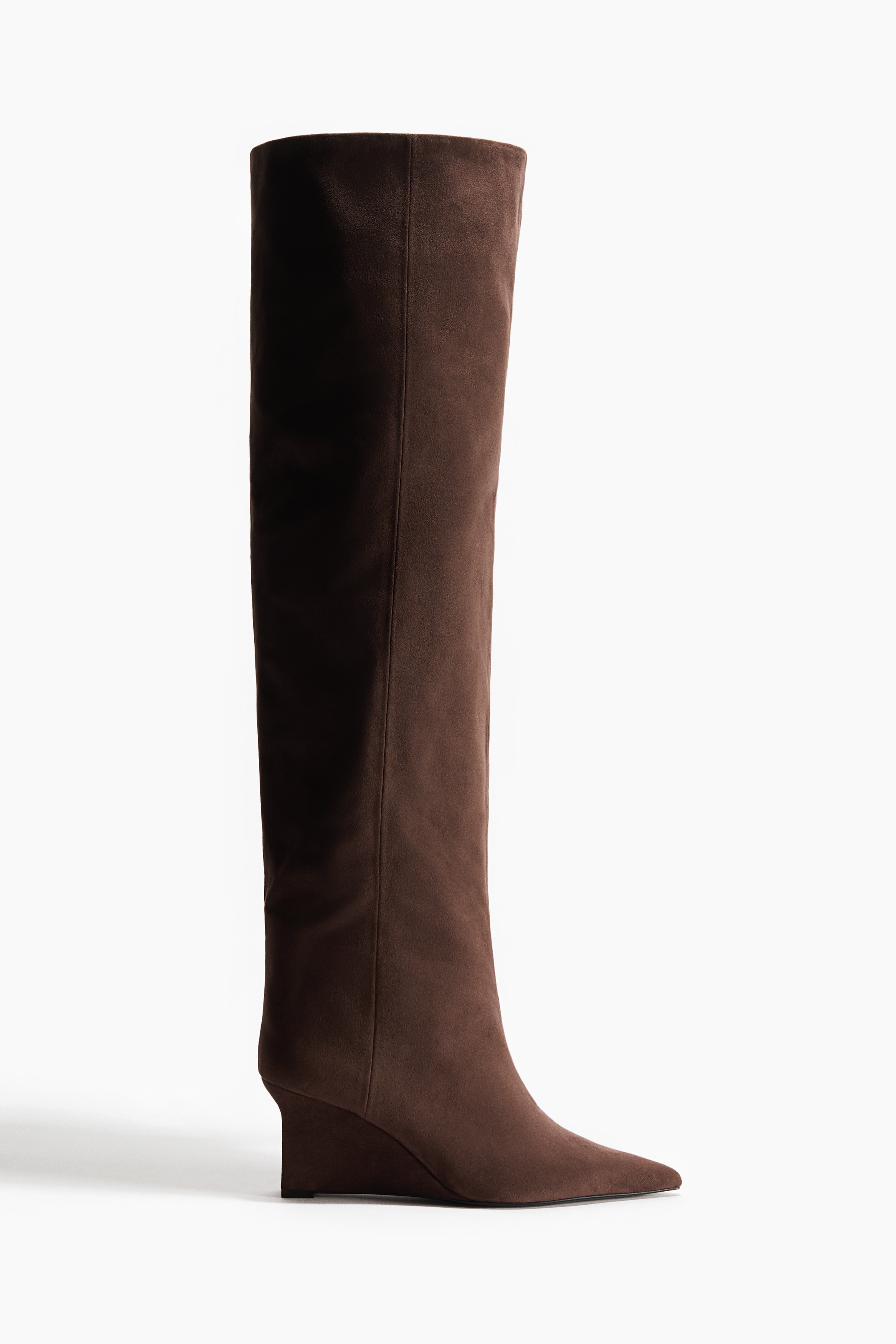 Μπότες μέχρι τον μηρό με τακούνι πλατφόρμα - Σκούρο καφέ