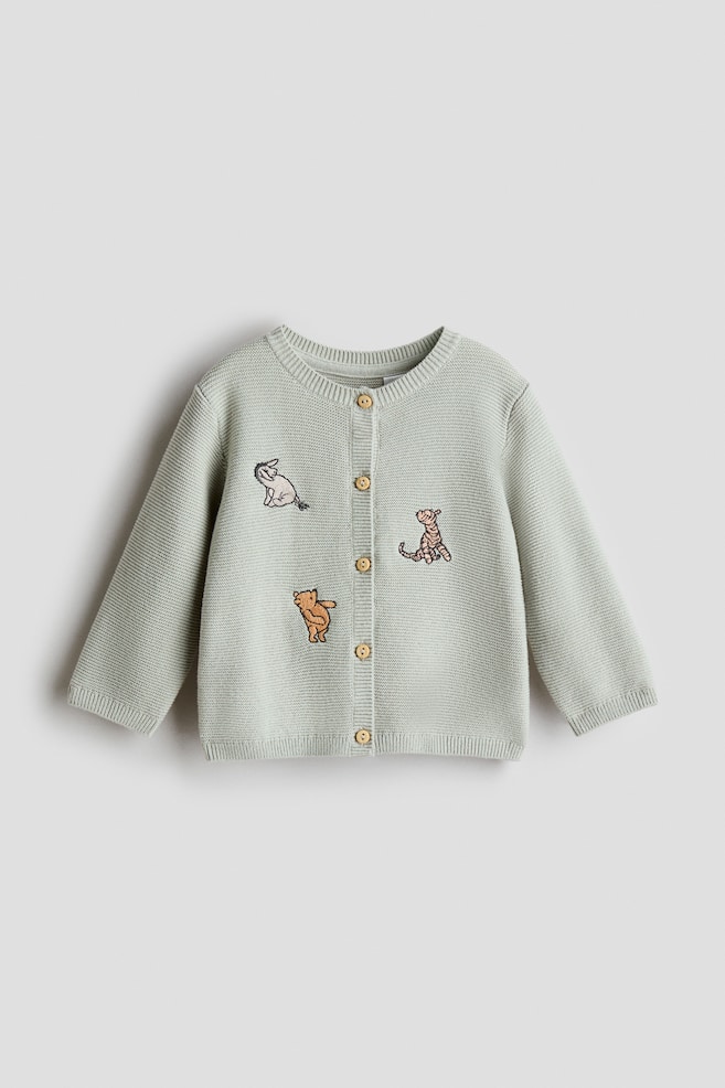 Appliquéd cotton cardigan - Light green/Winnie the Pooh - 1