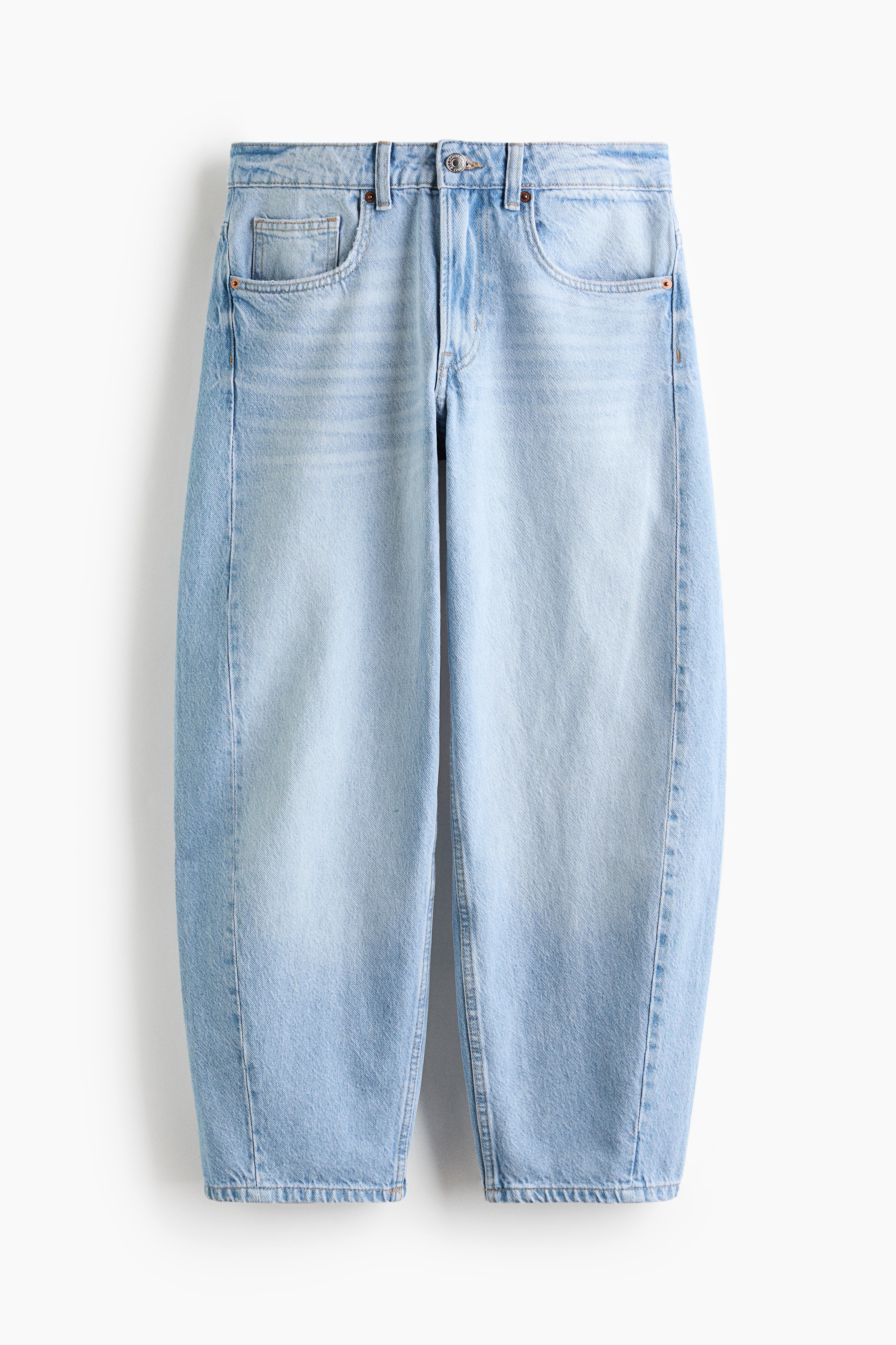 Barrel Regular Waist Ankle Jeans - Azul denim claro/Azul denim/Blanco/Gris denim claro