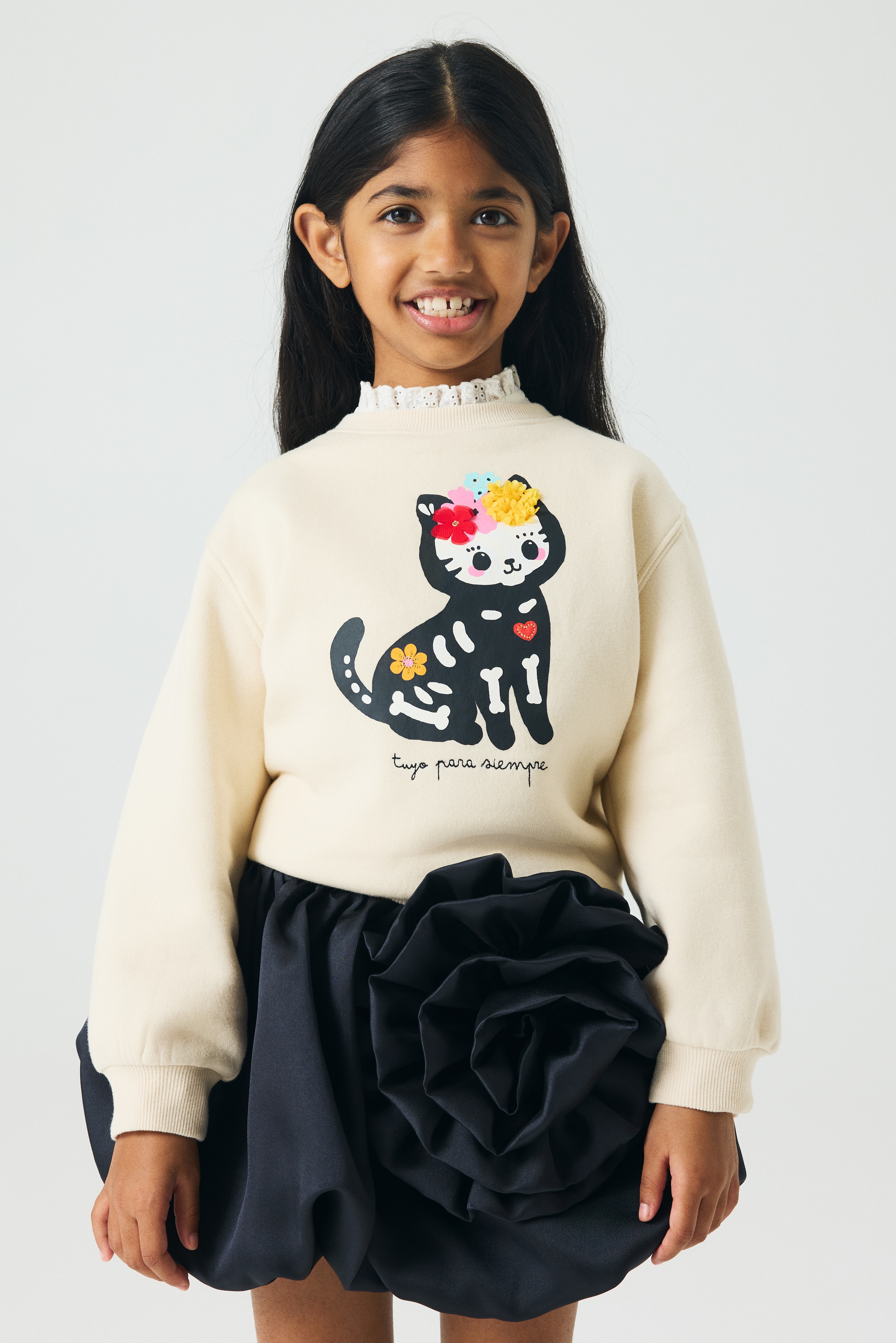 Sudadera con diseño - Beige claro/Calavera de azúcar