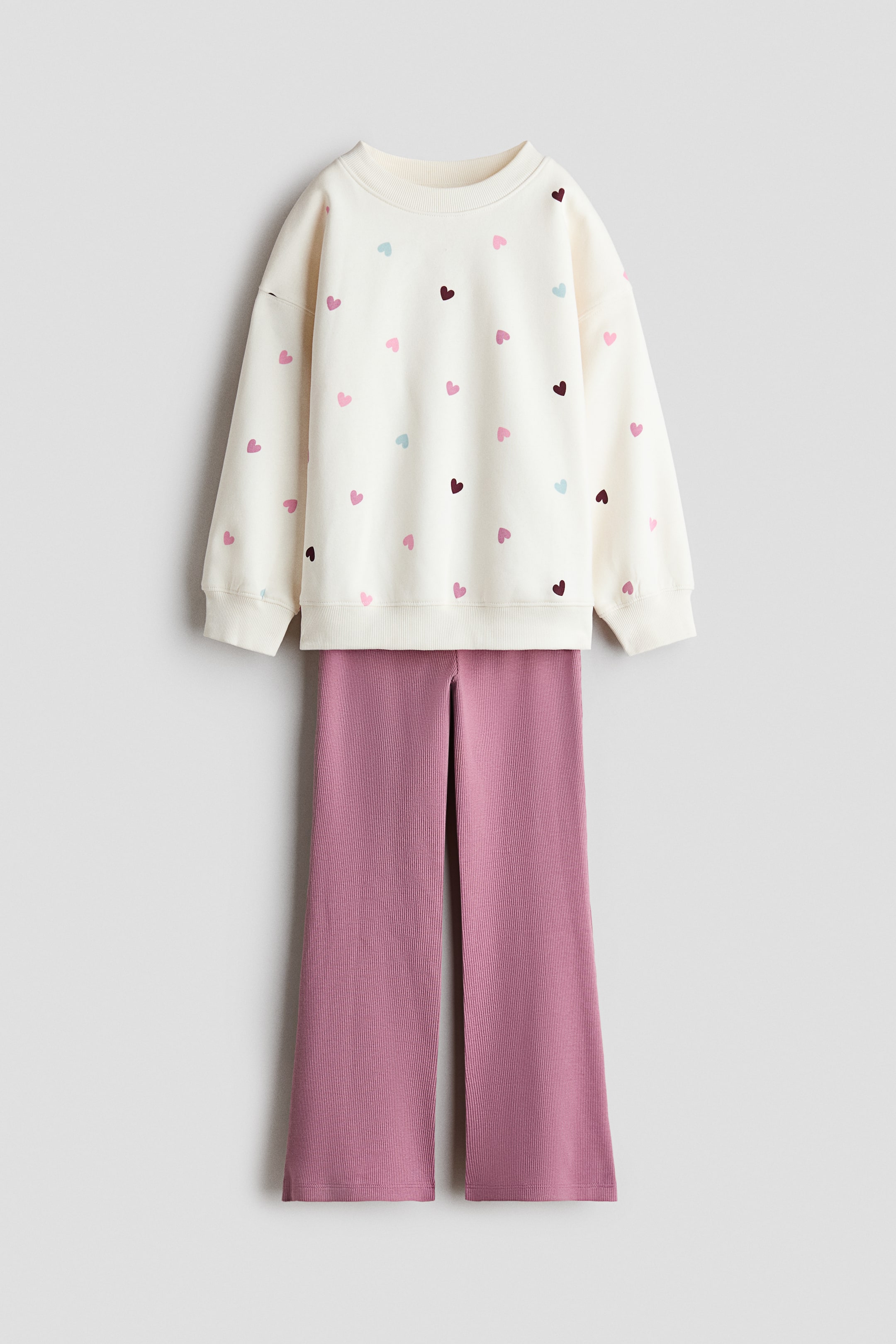 Ampliar la imagen: Conjunto de 2 piezas - Marfil/Corazones - Kids | H&M MX 1