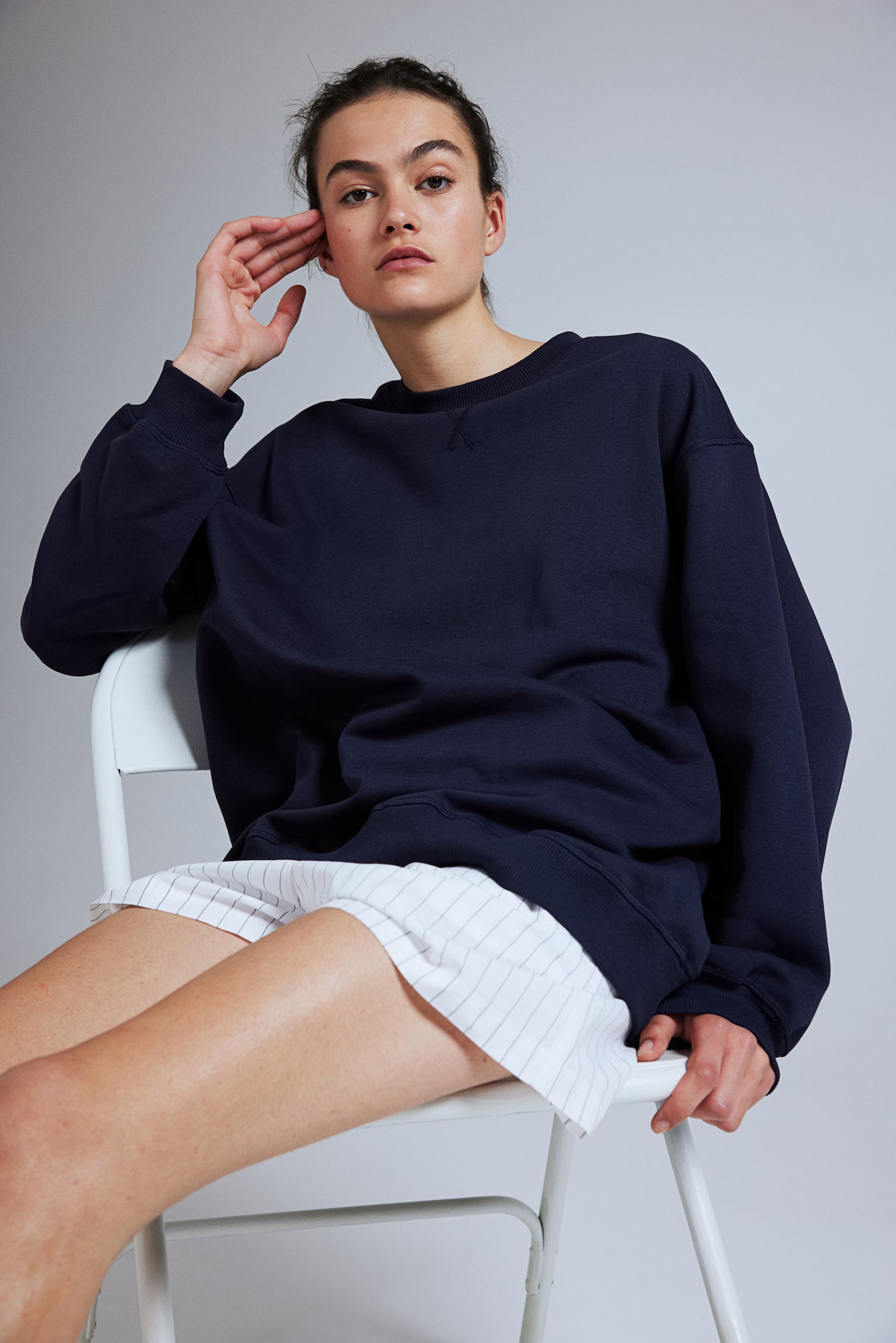 Oversized sweatshirt - Navy blue/Light dusty pink/Dark grey/Light blue/Black/Navy blue/A/Light turquoise/Light grey marl/Light beige/White - 3