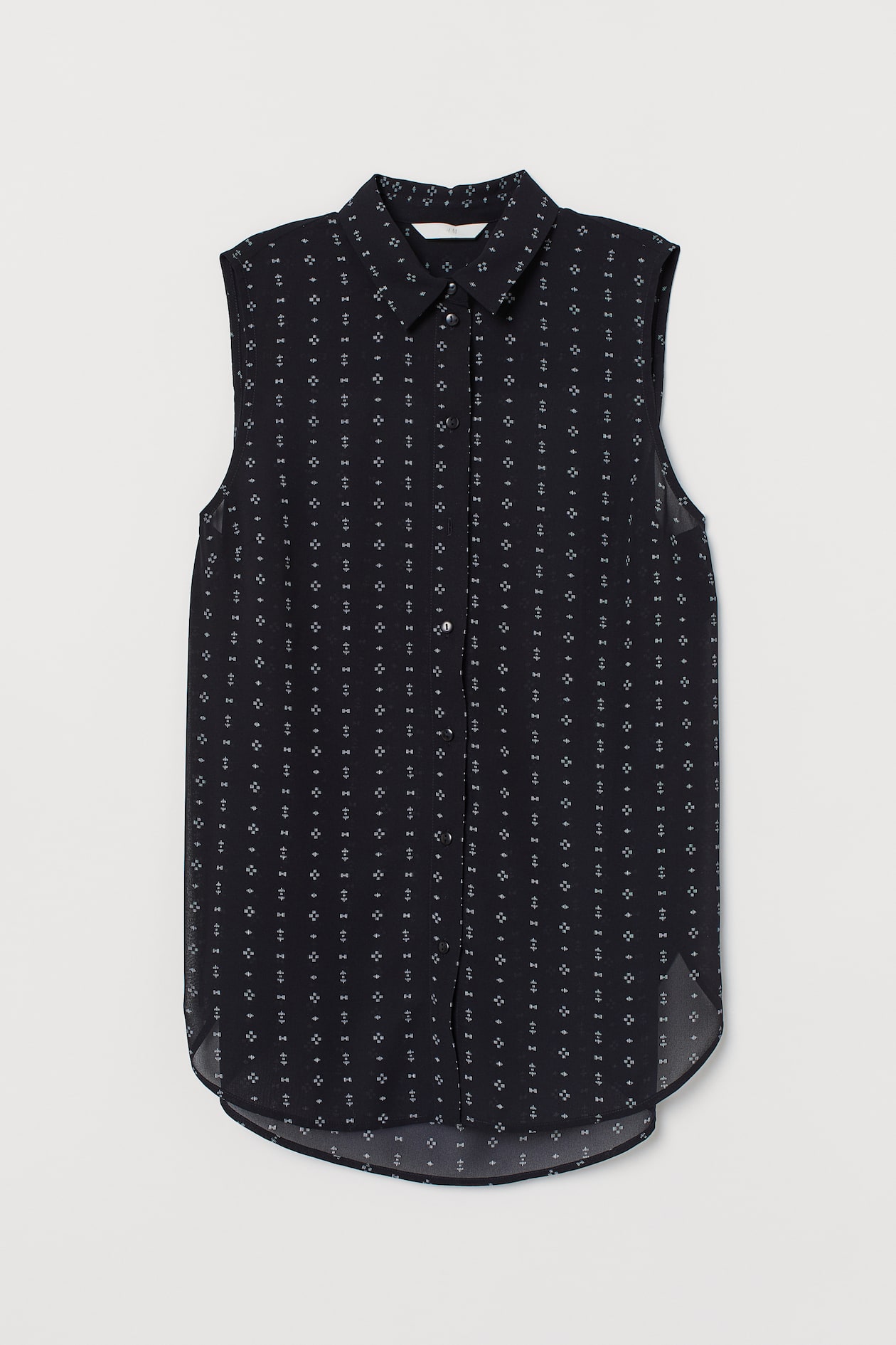 Sleeveless Blouse - Sleeveless - Dark blue/patterned - Ladies | H&M US