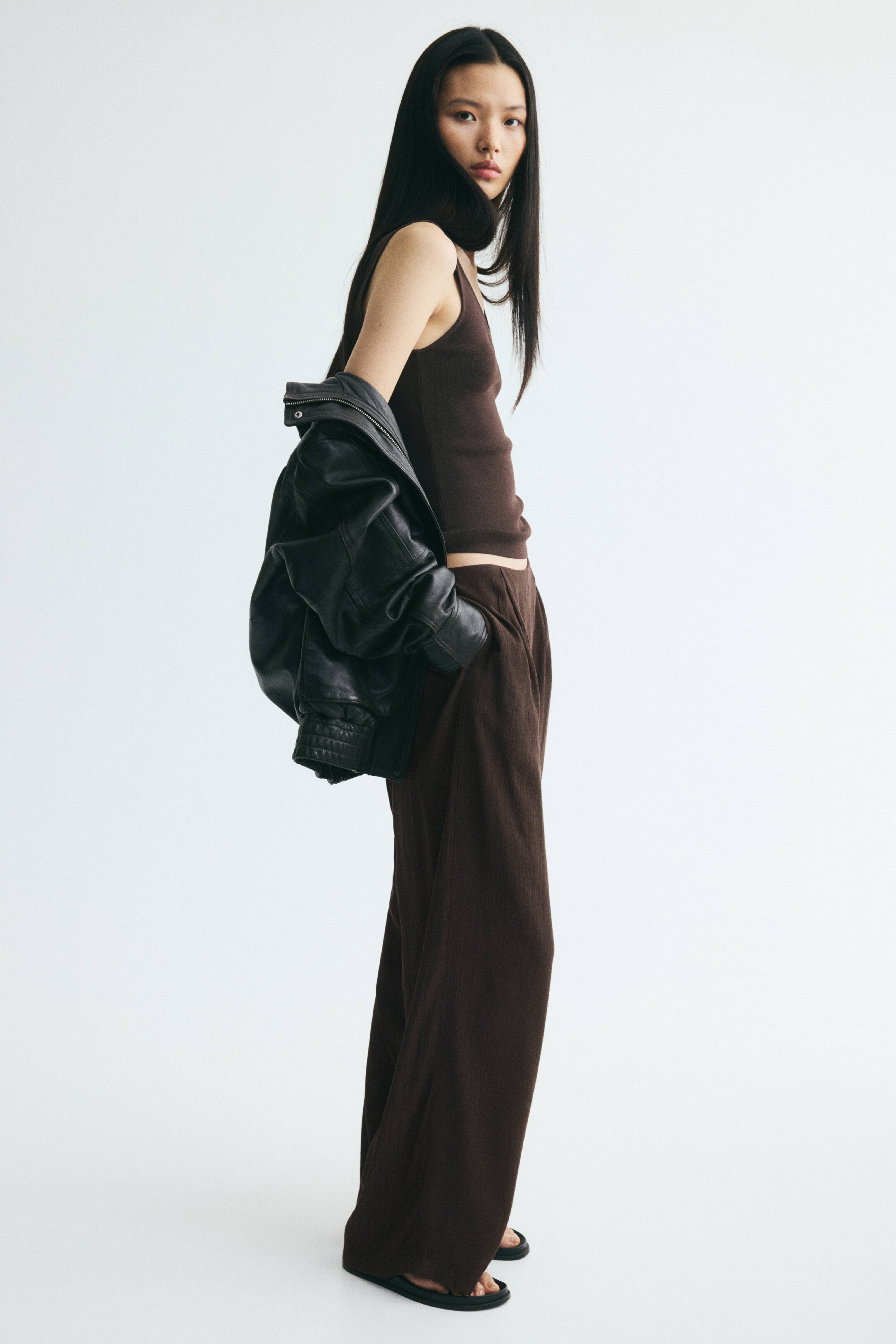 Crinkled Viscose-Blend Pants