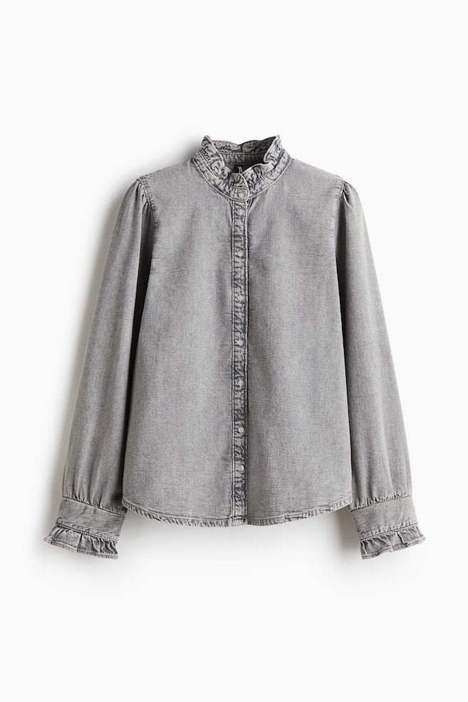 Blouse à volant en denim - Gris/Bleu denim pâle/Bleu denim/Bleu denim foncé - 1