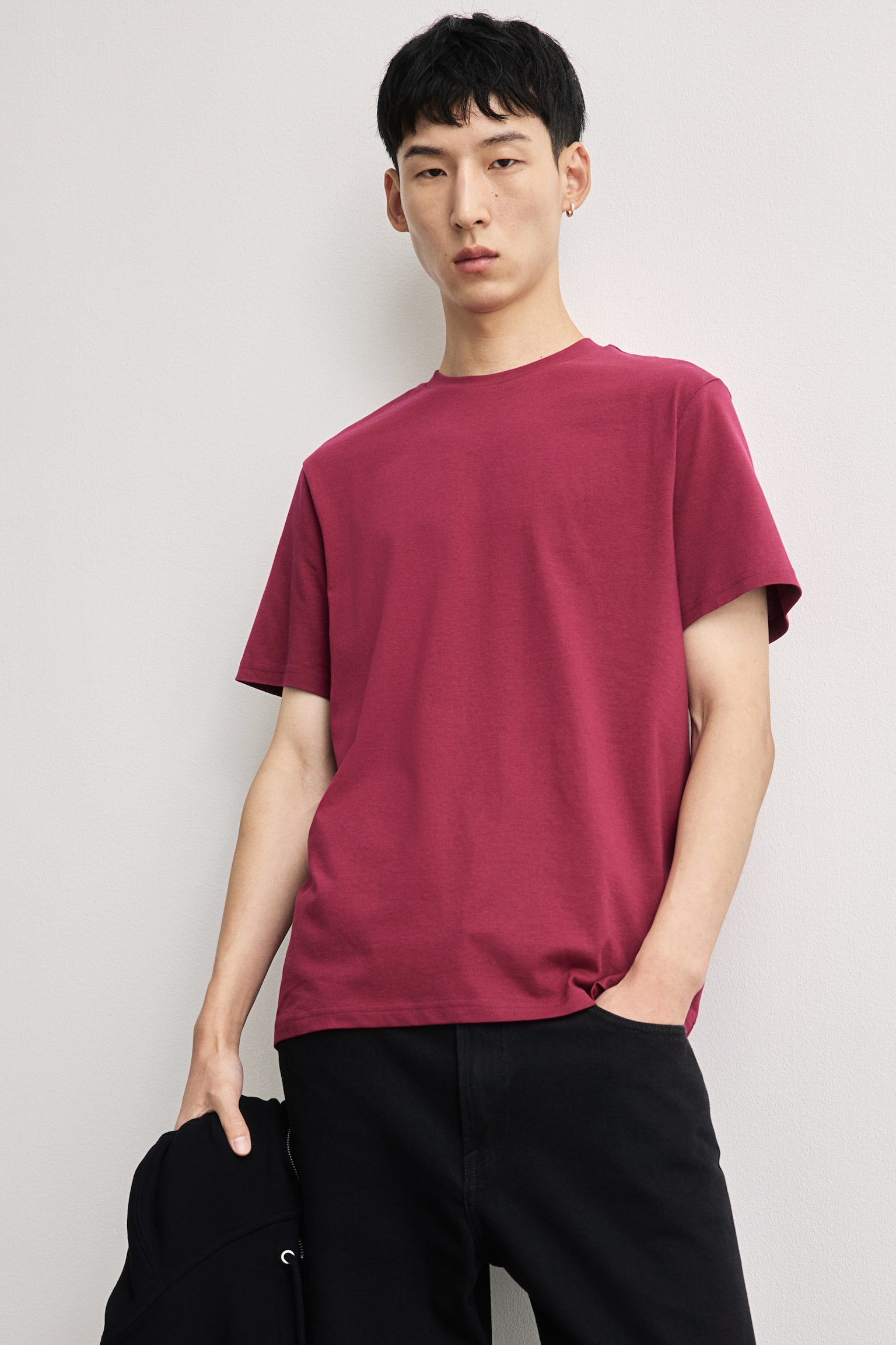 Regular Fit Tee - Burgundy/Light beige/White/Khaki green/Black/Light grey/Pink/Dark grey/Dark grey/Grey marle/Brown/Dark blue - 3