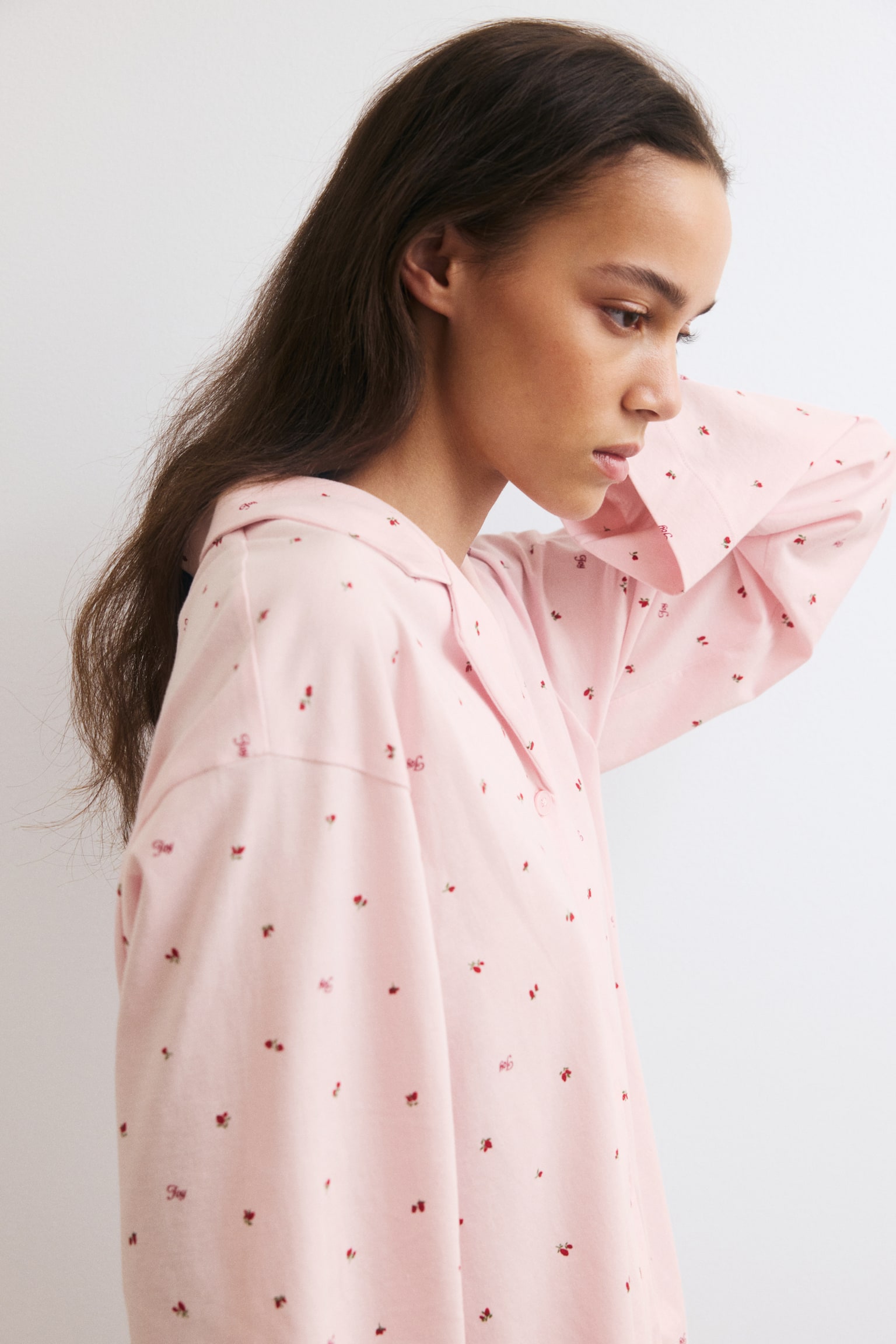 Пижама, хлопок, джерси — H&M, цвет: Розовый / С принтом — фото 5