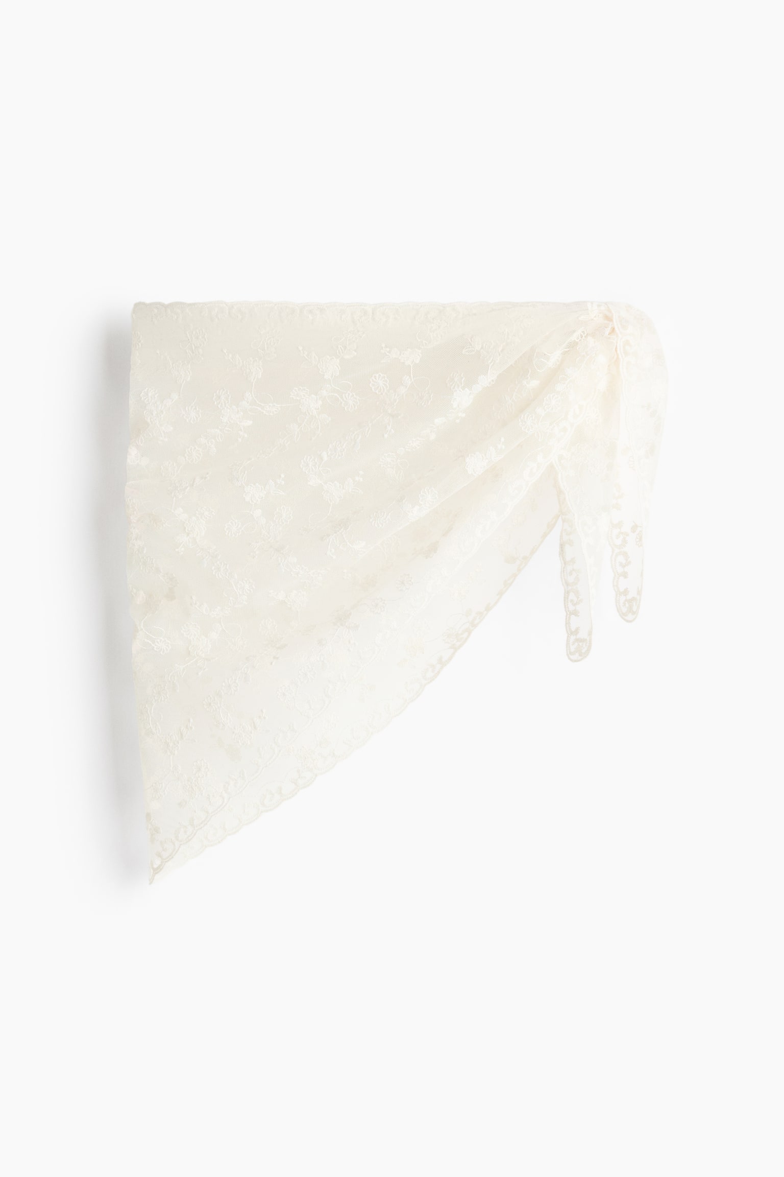 Embroidered Mesh Hip Scarf - Cream - 1