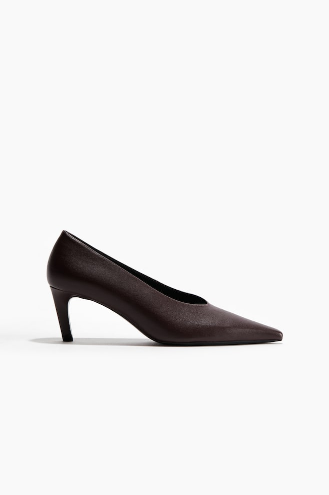 Pointed court shoes - Burgundy/Light grey - 1