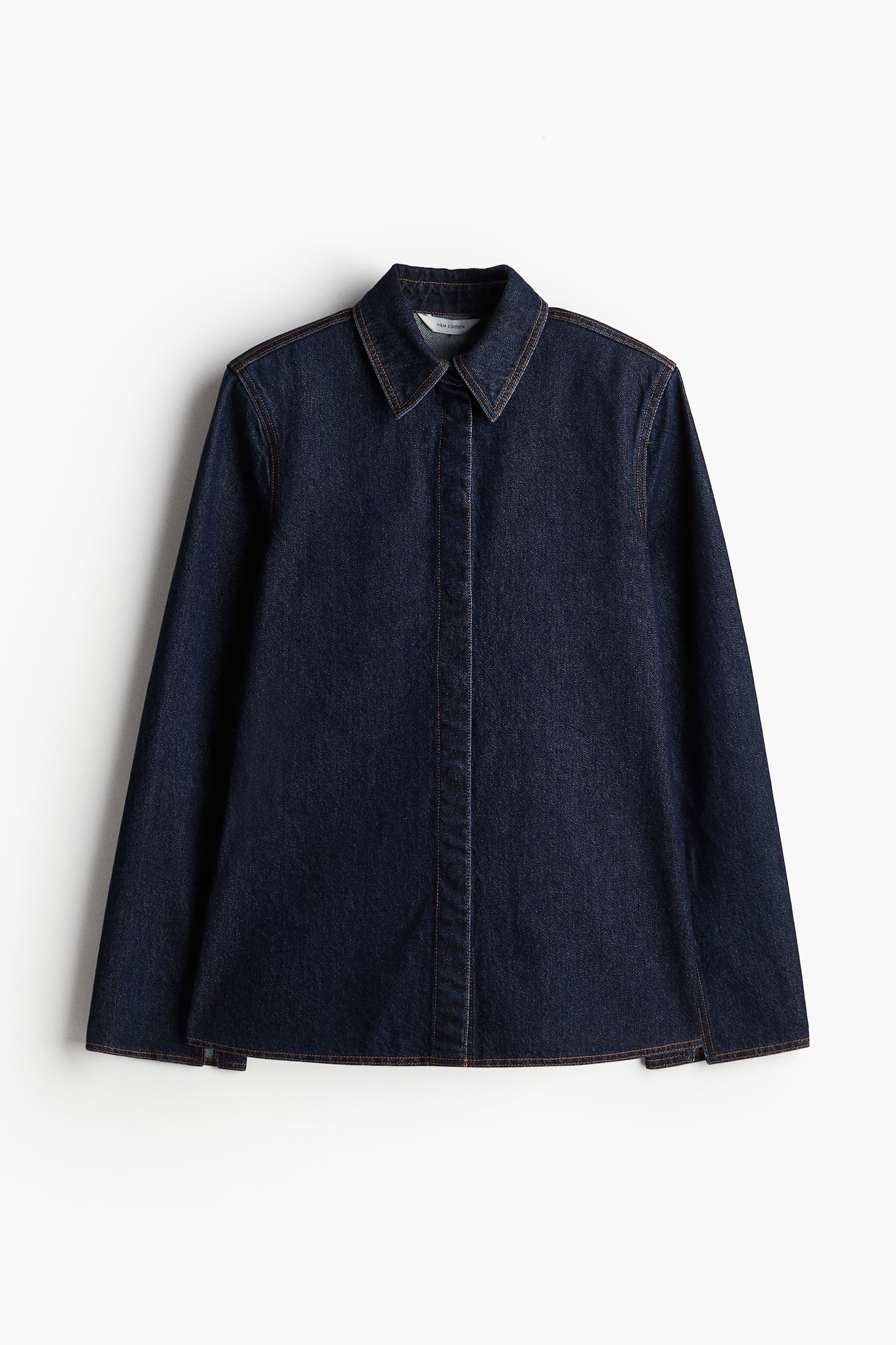 Waisted denim shirt - Dark denim blue - 2