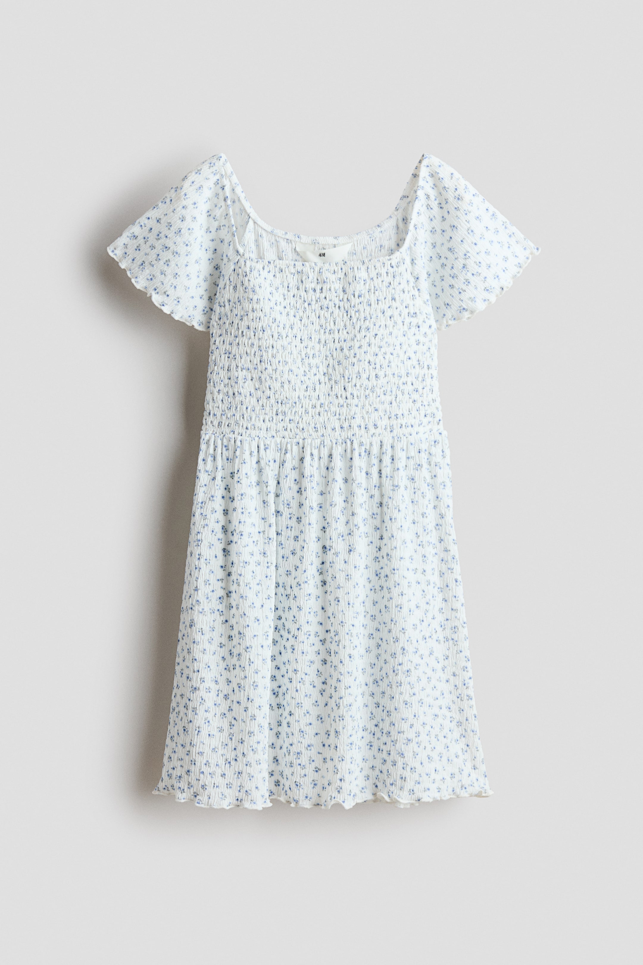 View larger image: Smocked-bodice dress - White/Blue floral - Kids | H&M IN 1