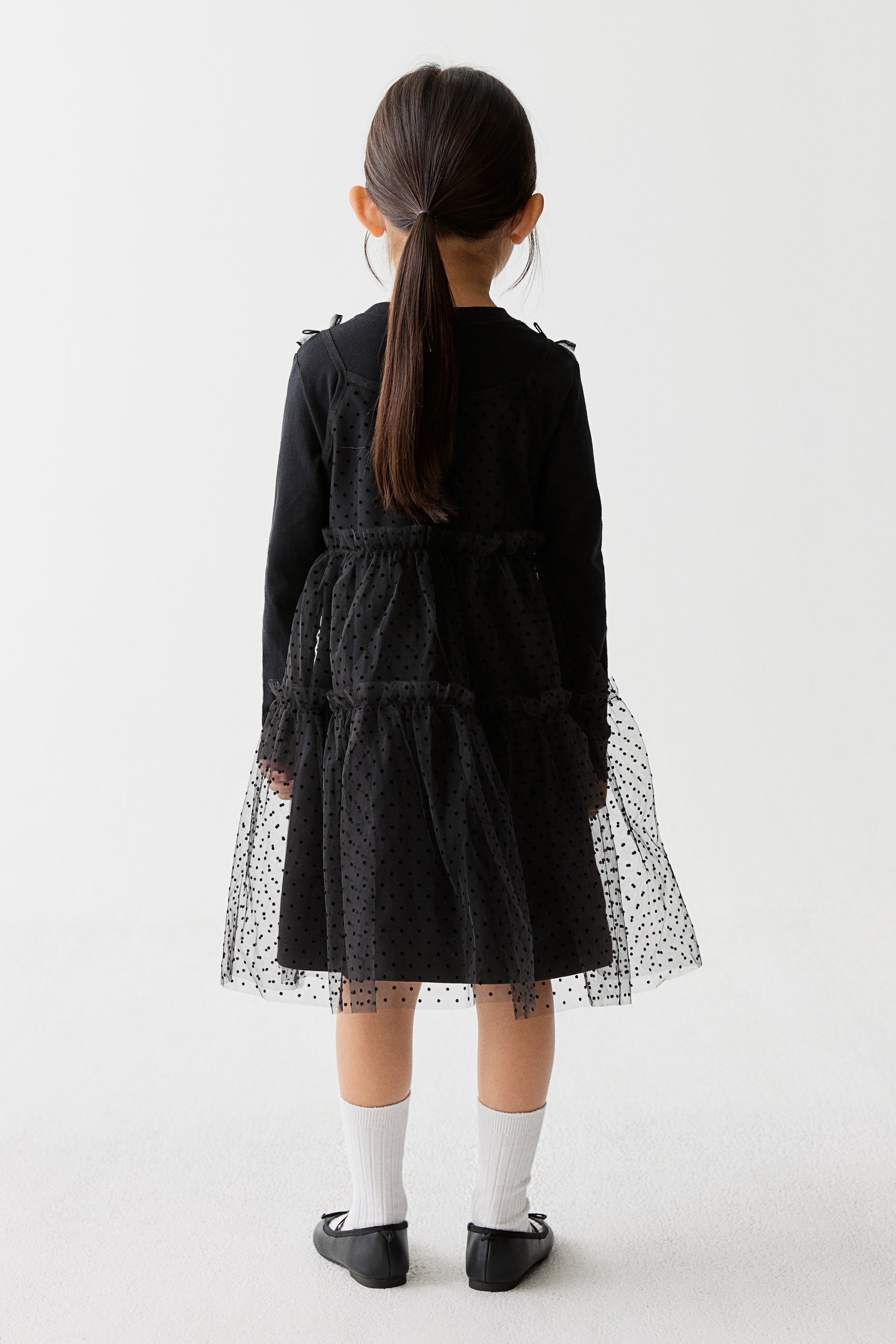 拡大画像を表示: 長袖チュールワンピース - ブラック - Kids | H&M JP 4