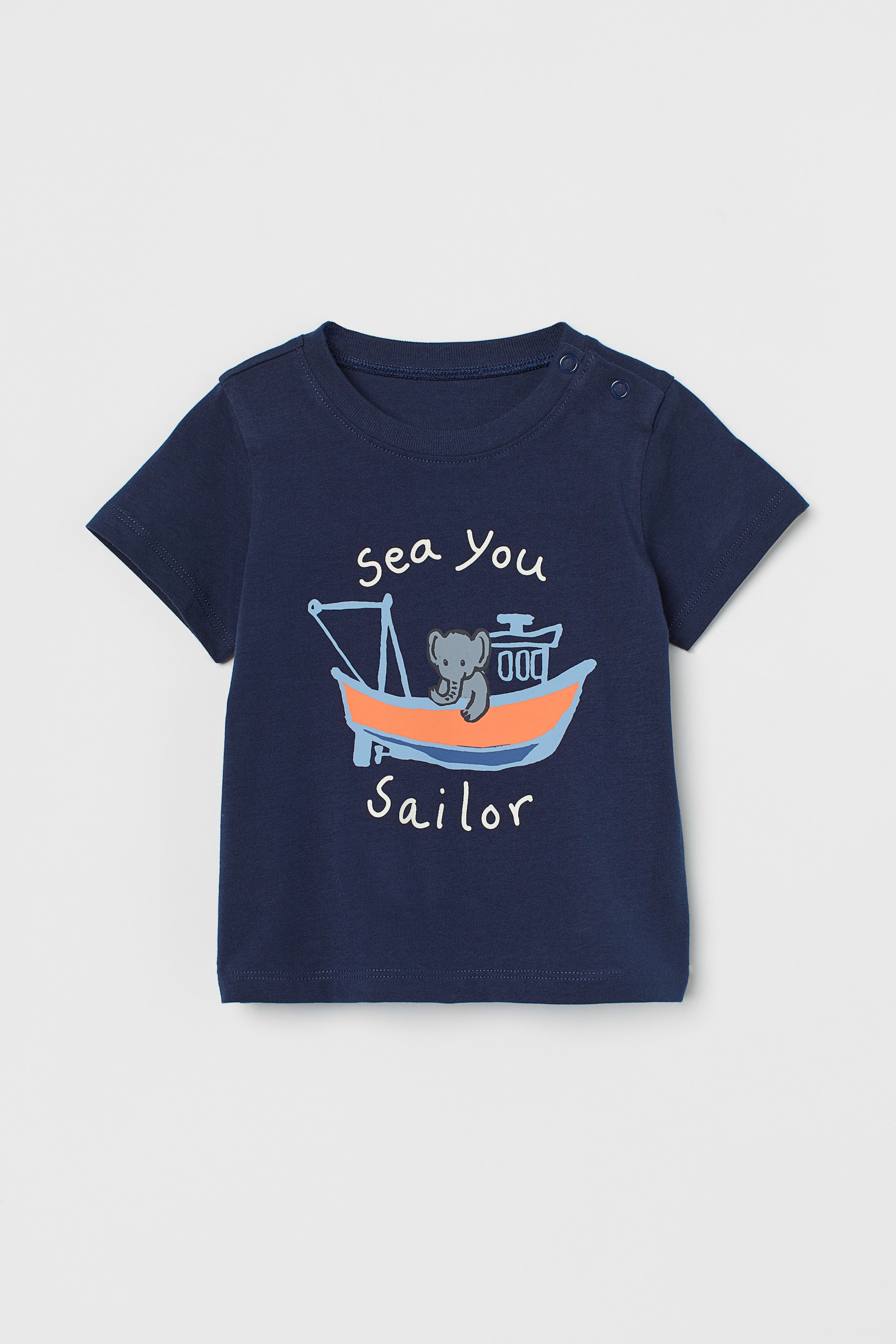 Agrandir l'image: T-shirt imprimé - Bleu foncé/bateau - ENFANT | H&M BE 1