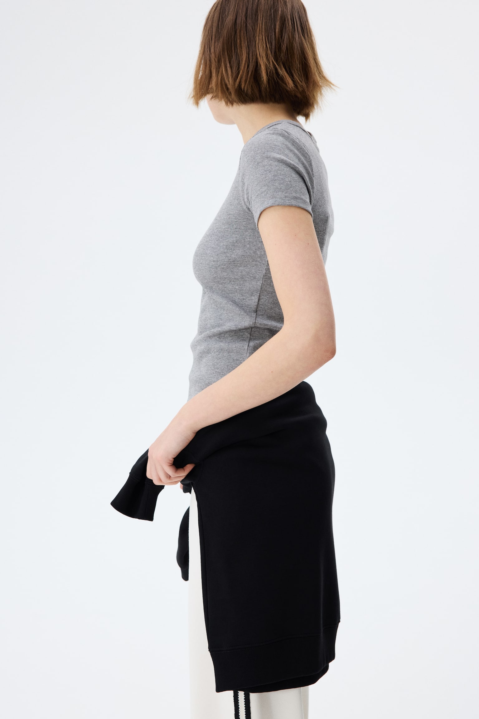 Ribbed T-shirt - Grey marl/Navy blue/Dark mole/Light dusty pink/Light beige/Black/Dark red/White/Light beige marl/Light blue-grey/Navy blue - 5