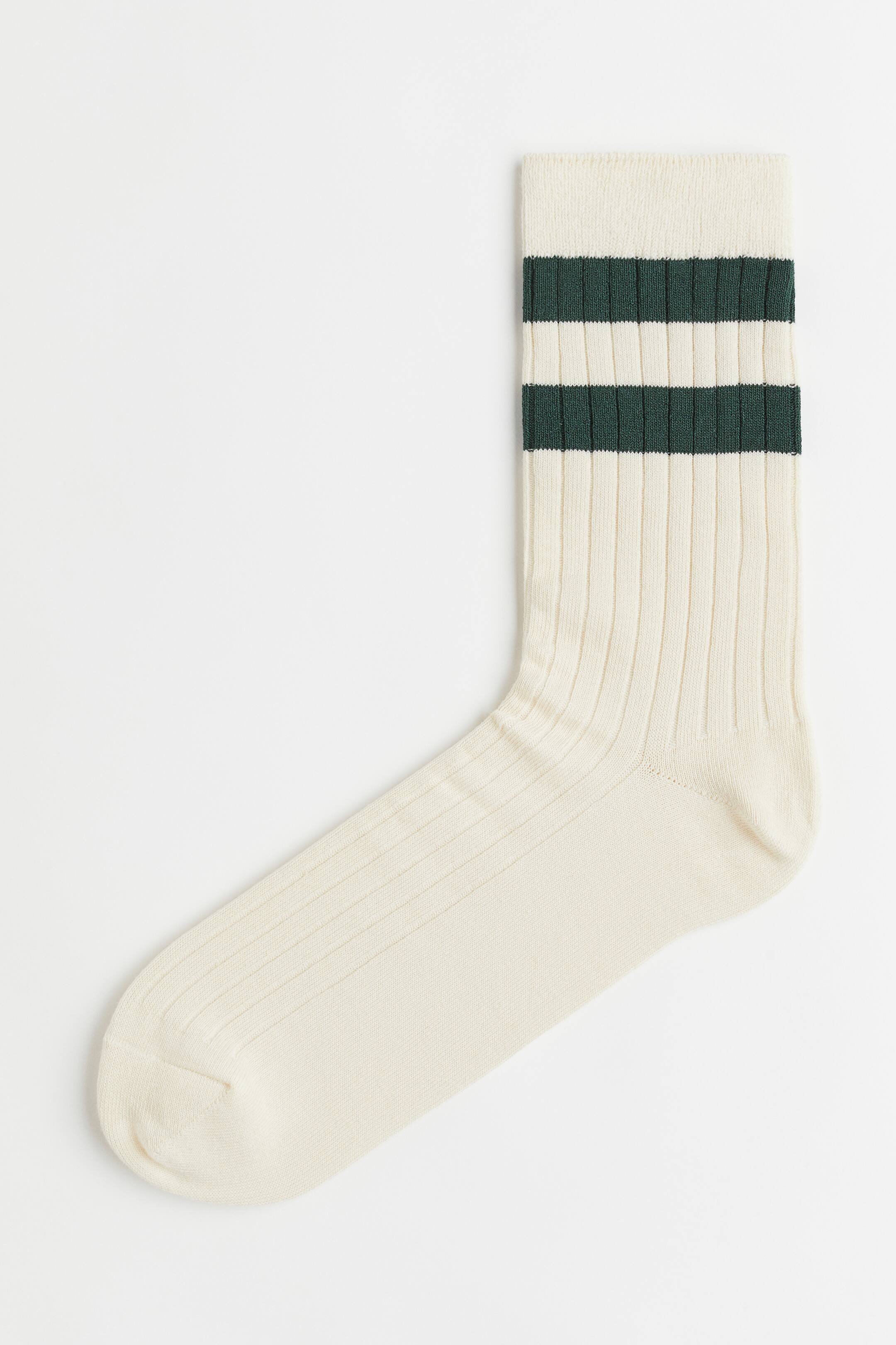 Chaussettes Homme D'honneur Rayures Vert Vif Et Blanc - Taille 14-15 (XL)
